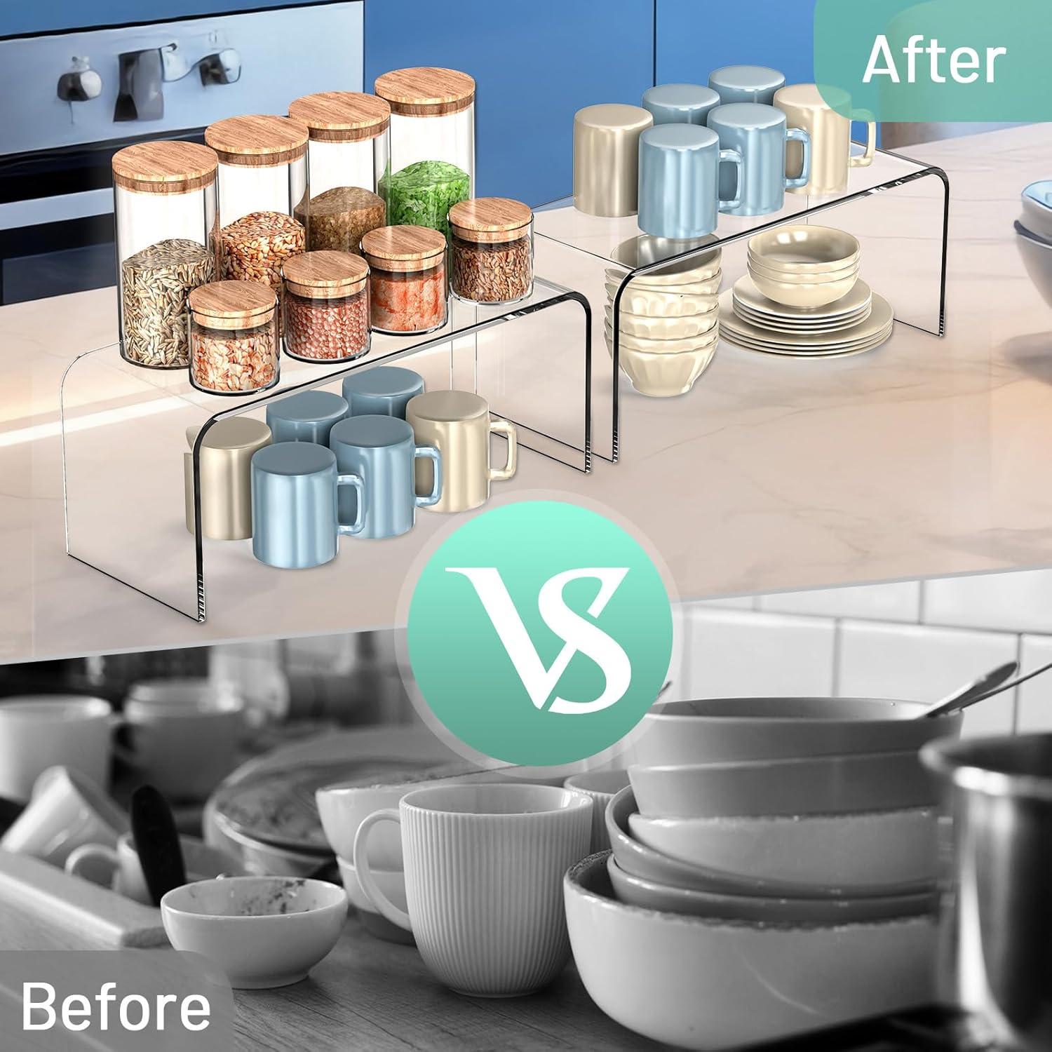 Organizador de Estantes de Gabinete HTRYBNES 4 Paquetes Acrílico 30x12x12cm