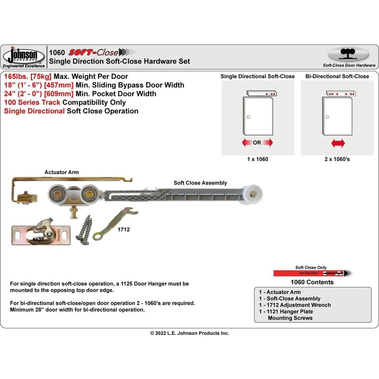 Kit Estándar de Cierre Suave Herrajes Johnson 1060