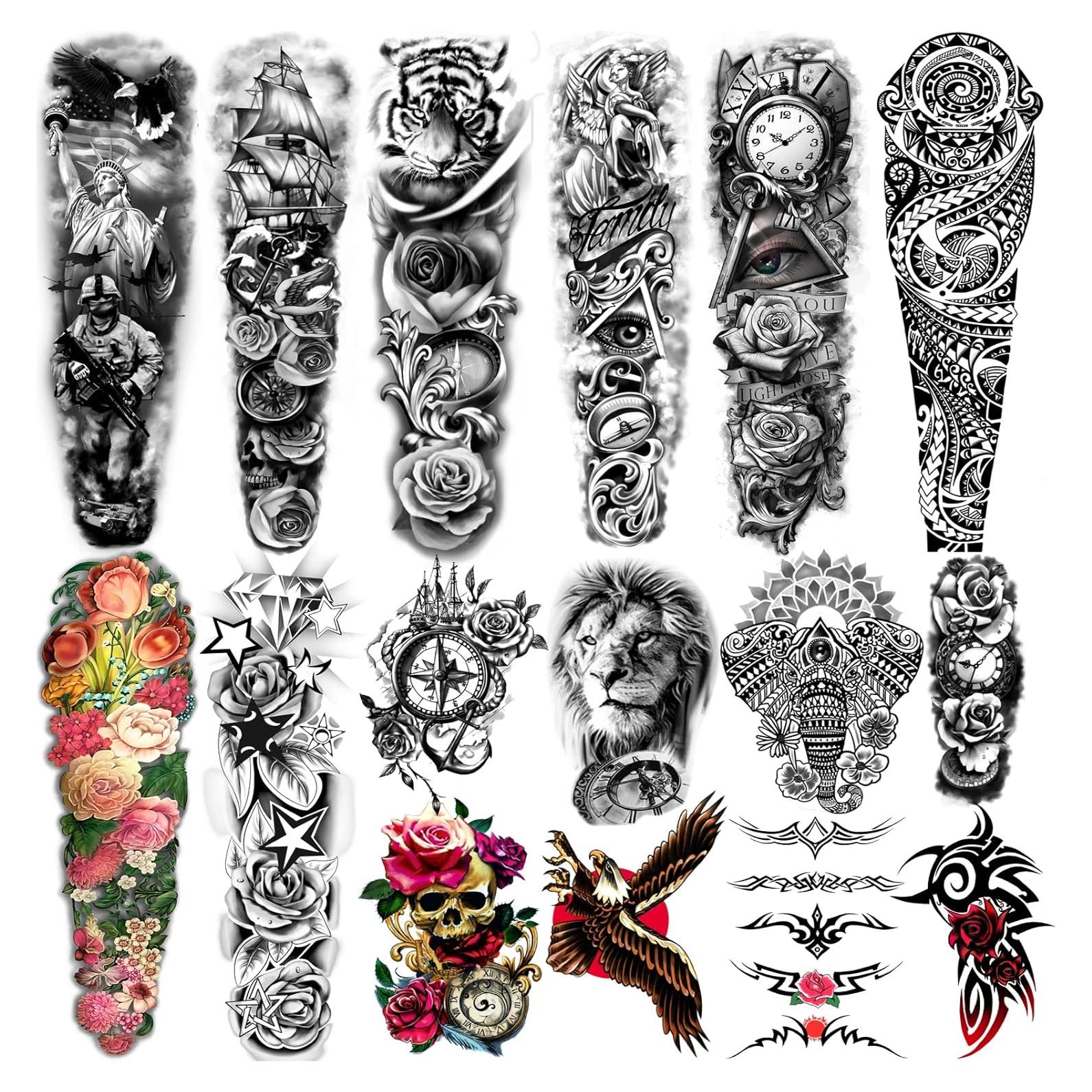 Tatuajes Temporales Extra Grandes Yazhiji - 16 Hojas 58x18cm