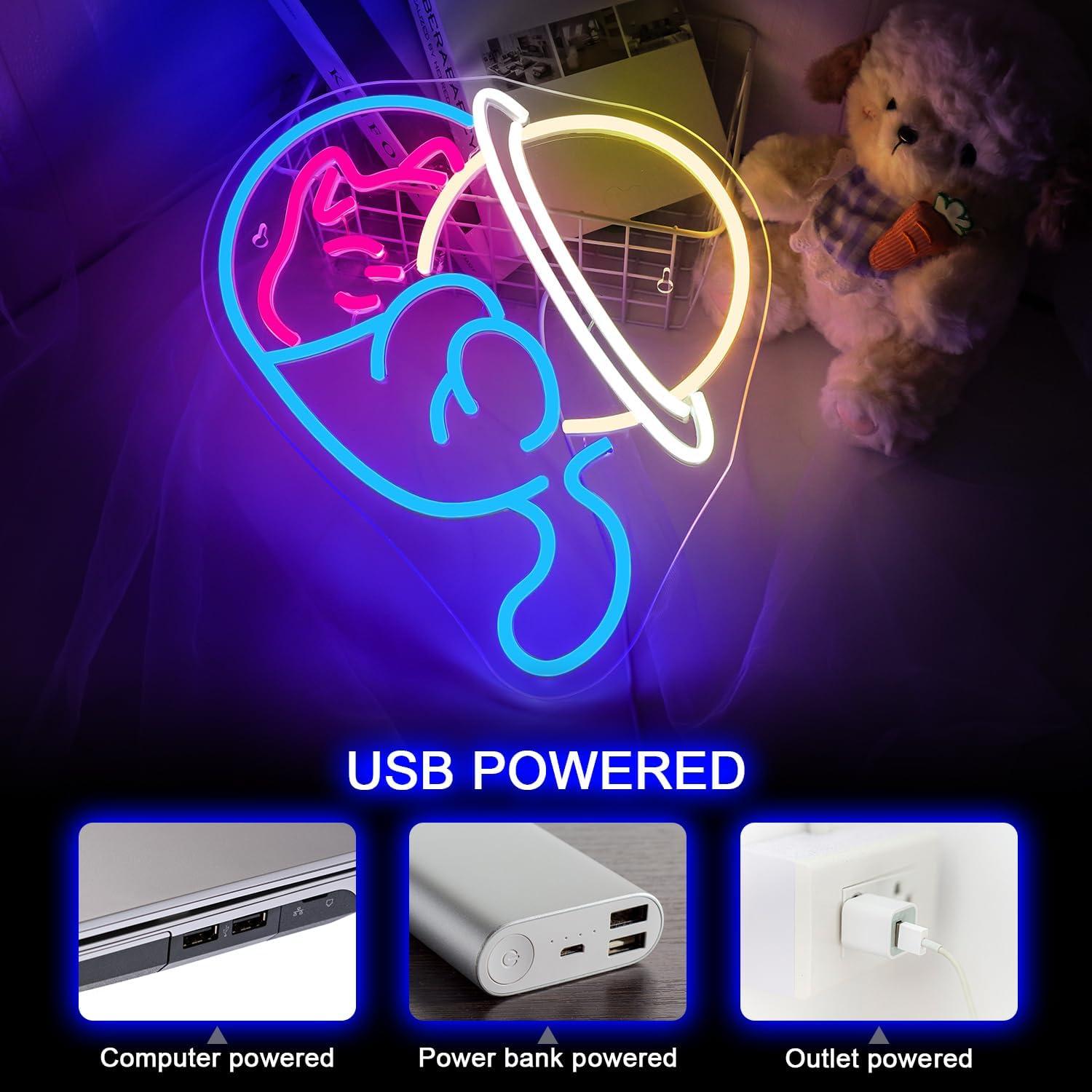 Cartel Neón Gato Astronauta NOSUN 36.6x33 cm Decoración