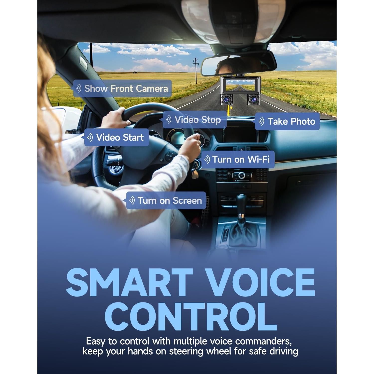 Cámara Dash 360° HUPEJOS V7 4 Canales FHD 1080p Wi-Fi 64GB