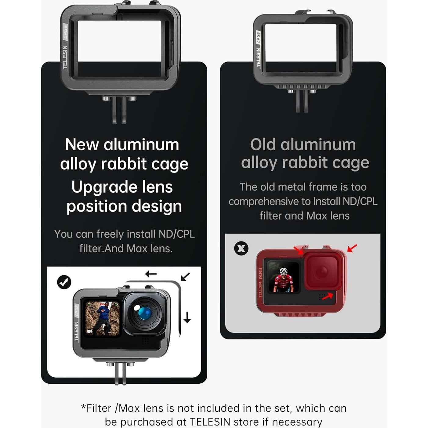 Caja de Aluminio TELESIN para GoPro Hero 13 12 11 10 9 con Montaje