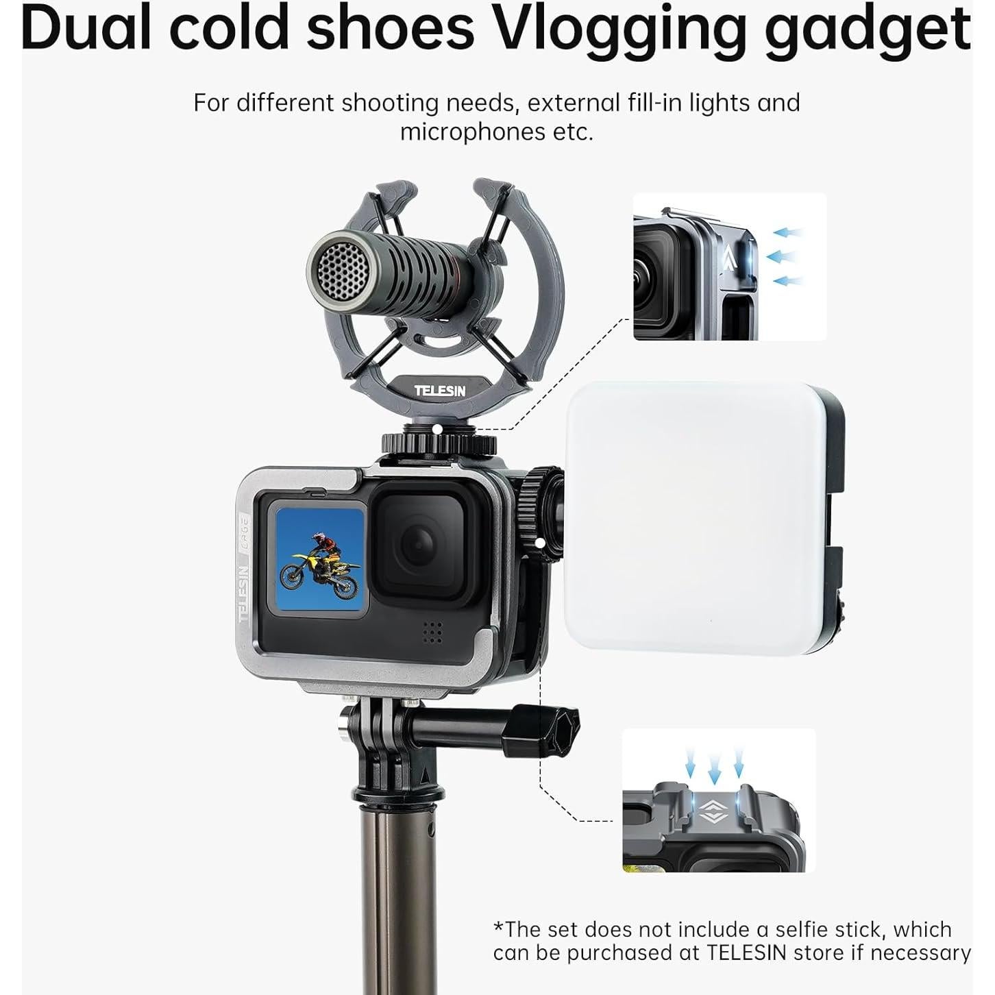 Caja de Aluminio TELESIN para GoPro Hero 13 12 11 10 9 con Montaje