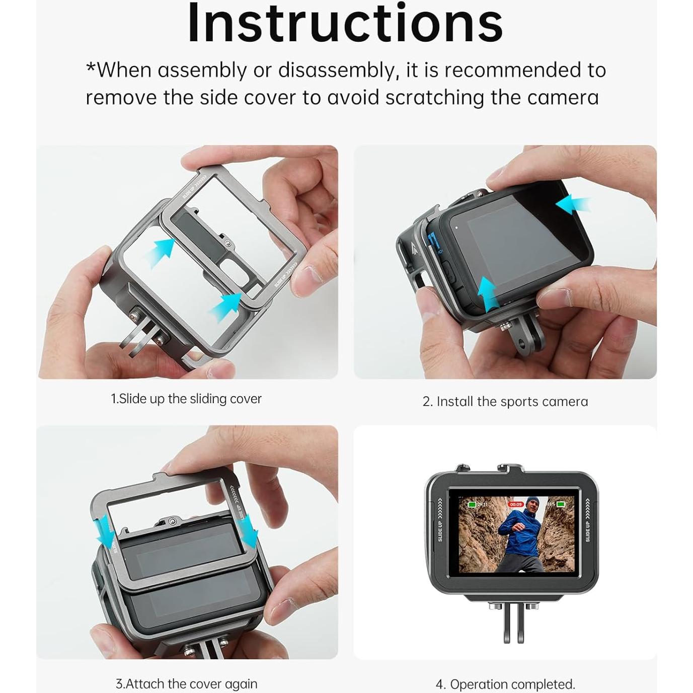 Caja de Aluminio TELESIN para GoPro Hero 13 12 11 10 9 con Montaje