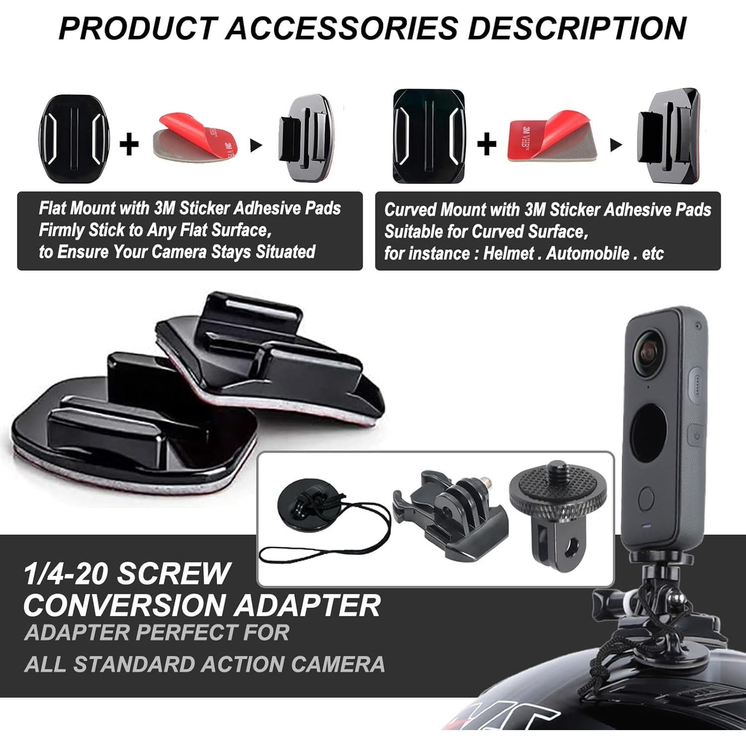 Soporte Adhesivo Universal 3M para Cascos - Compatible GoPro, Insta360