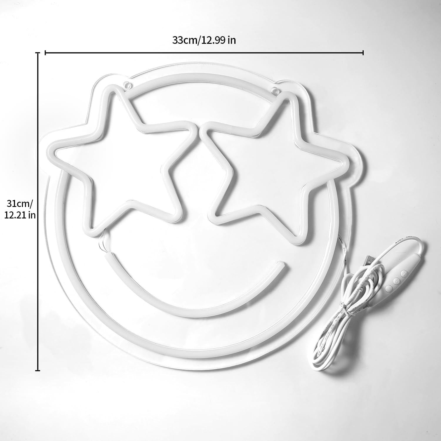 Cartel Neón LED Cara Sonriente Wootfairy 31x29 cm Rosa