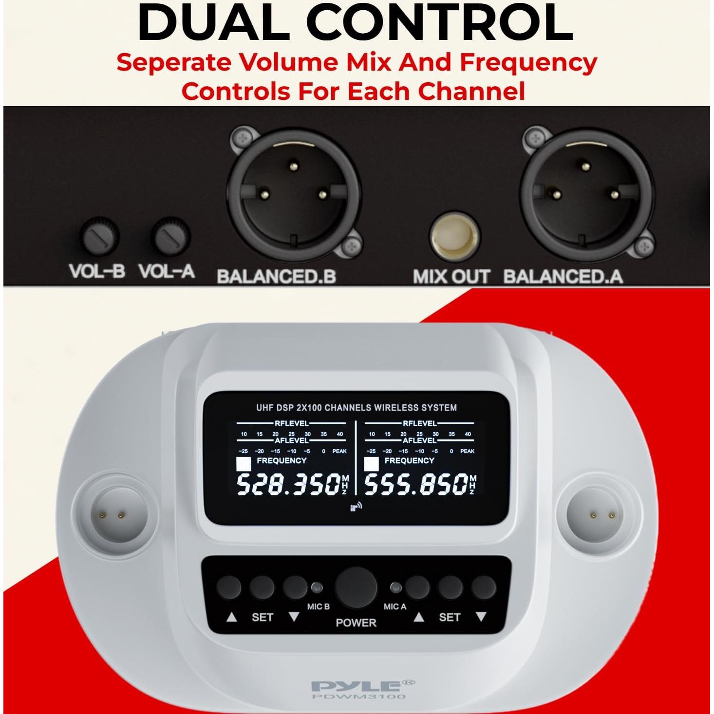 Micrófono Inalámbrico Pyle PDWM3100 - 2 Canales UHF, Karaoke