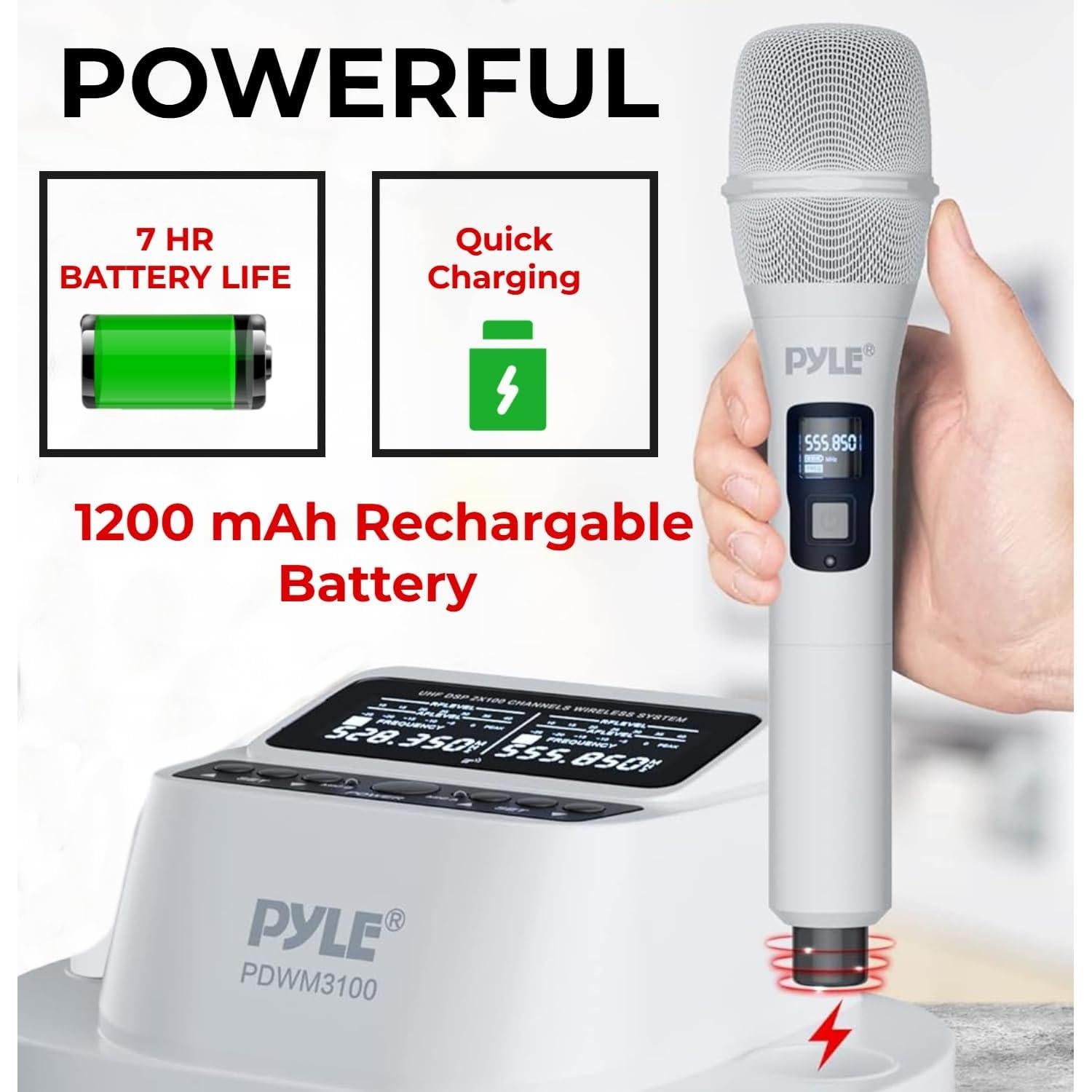 Micrófono Inalámbrico Pyle PDWM3100 - 2 Canales UHF, Karaoke