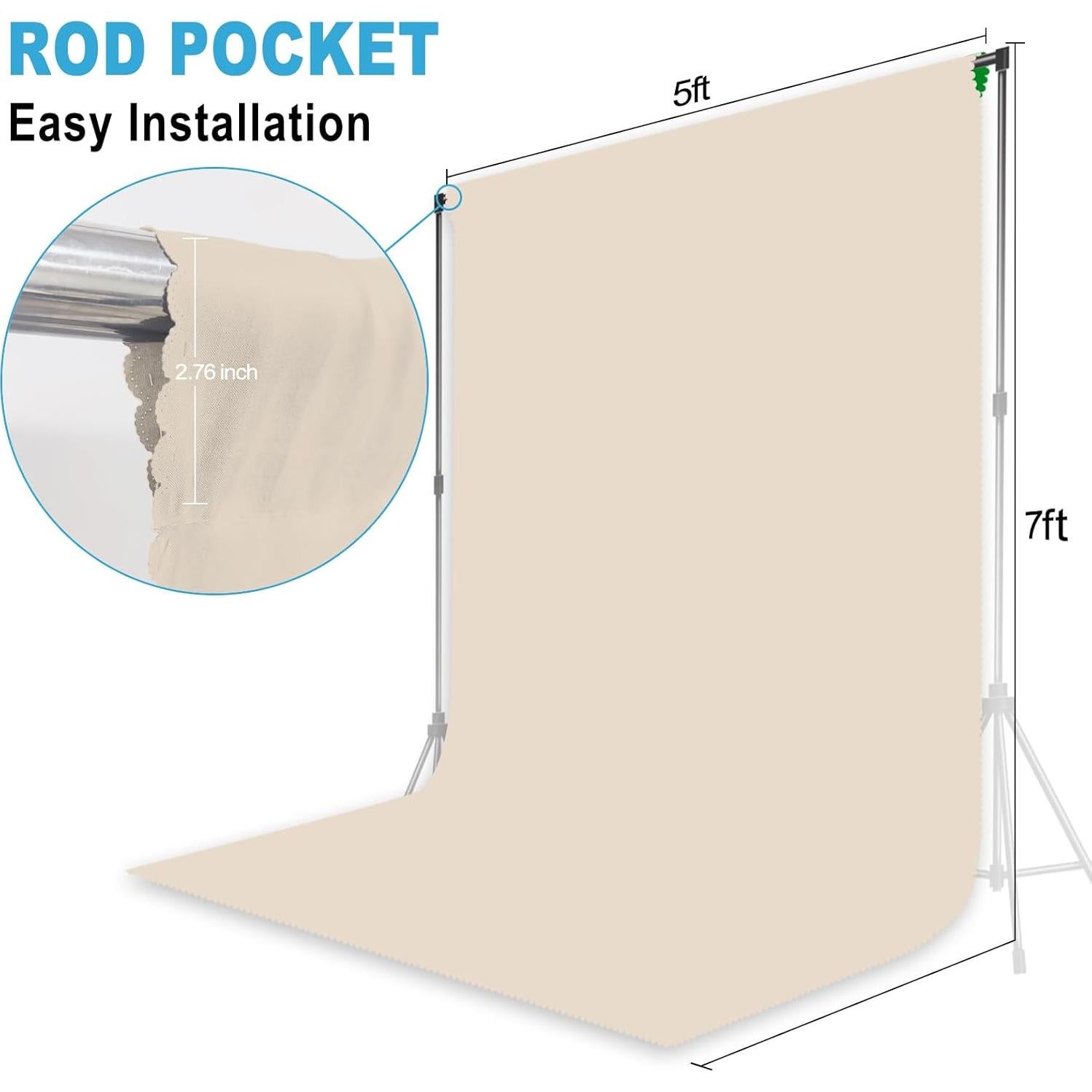 Beige Backdrop for Photoshoot, Professional Photo Backdrop Background Curtain for Product Photography，Portraits, Wedding, Party, Live Streaming Video Recording 5X7 FT (Background Only)