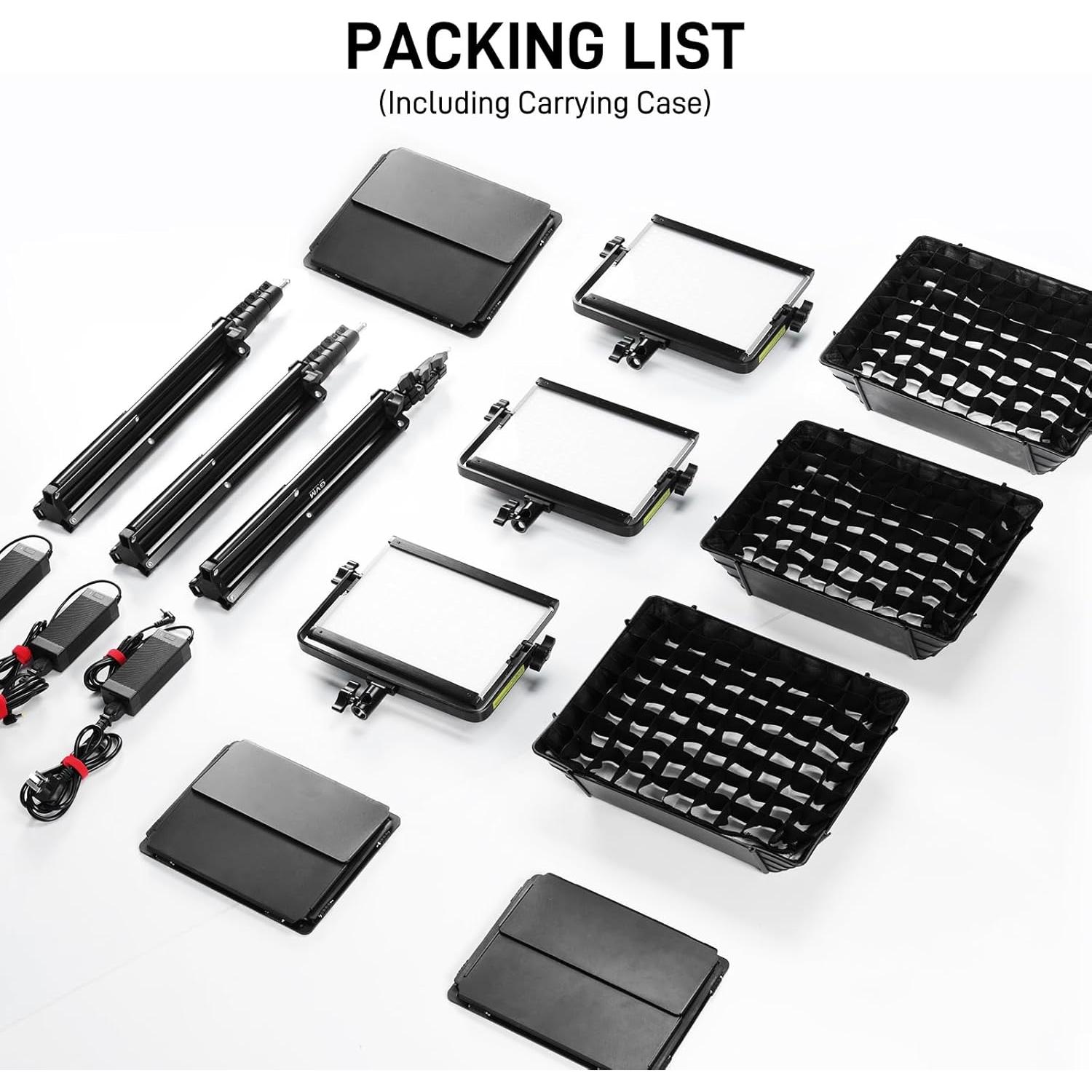 GVM Luz de Video LED RGB 50W con 3 Softboxes y Control Bluetooth