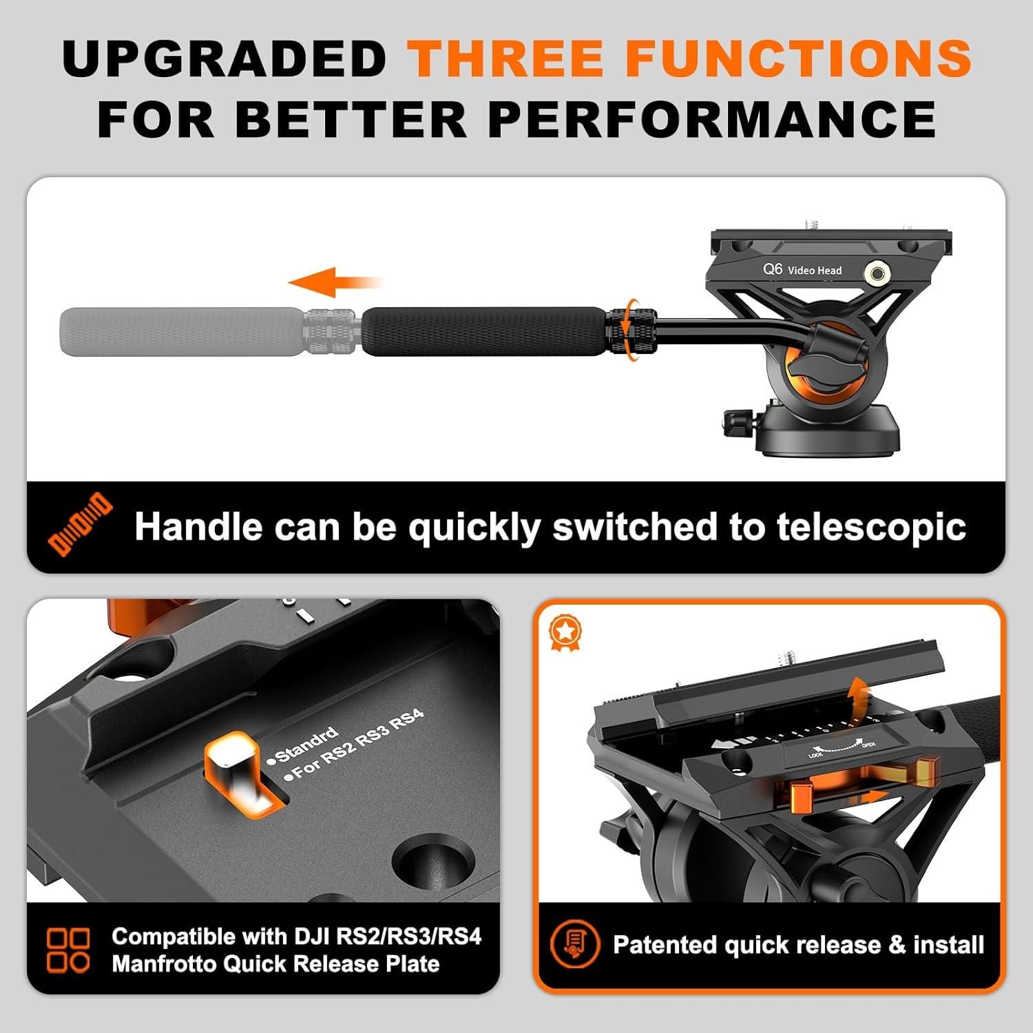 Monopod Profesional COMAN KX3232-Q6 para Cámara 185 cm