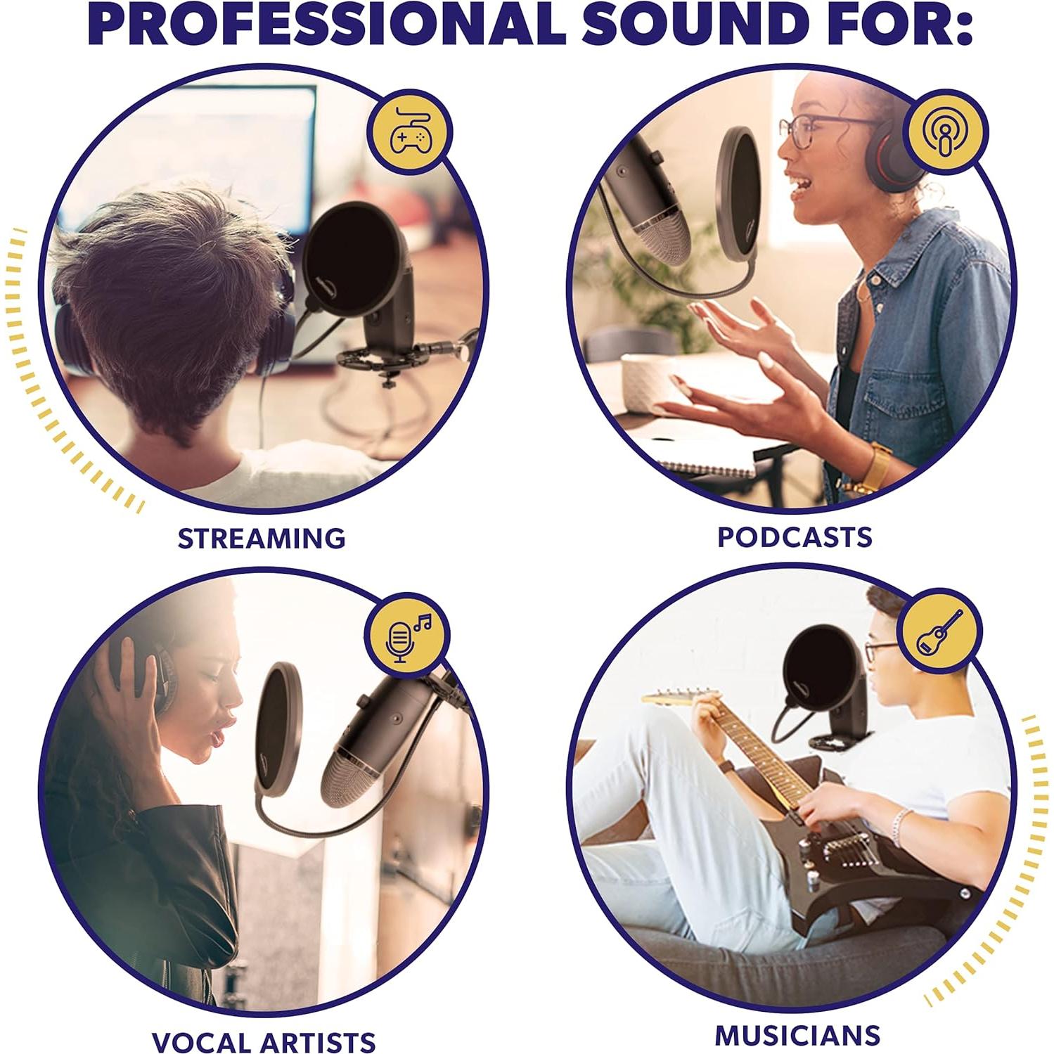 Filtro Pop para Micrófonos Blue Yeti - Soporte Cuello de Ganso