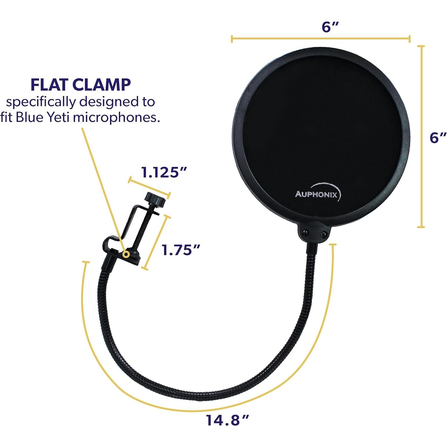 Filtro Pop para Micrófonos Blue Yeti - Soporte Cuello de Ganso