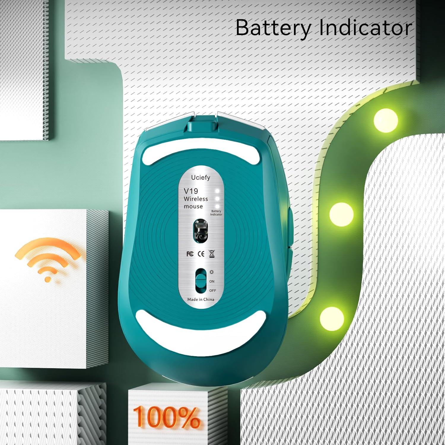 Ratón Inalámbrico Uciefy V19 Recargable 2.4GHz Verde