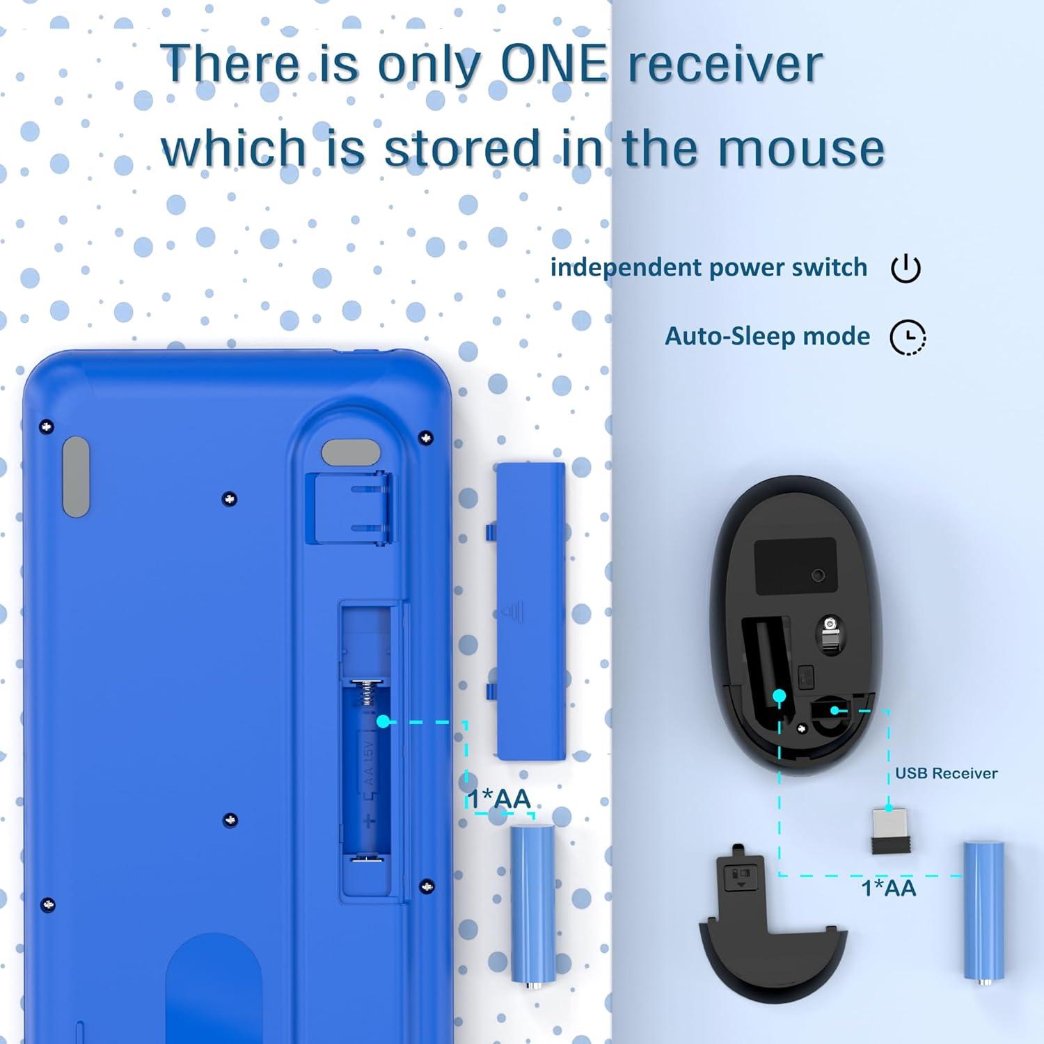 Combo Teclado y Ratón Inalámbricos Retro Azul Joya - S801AG