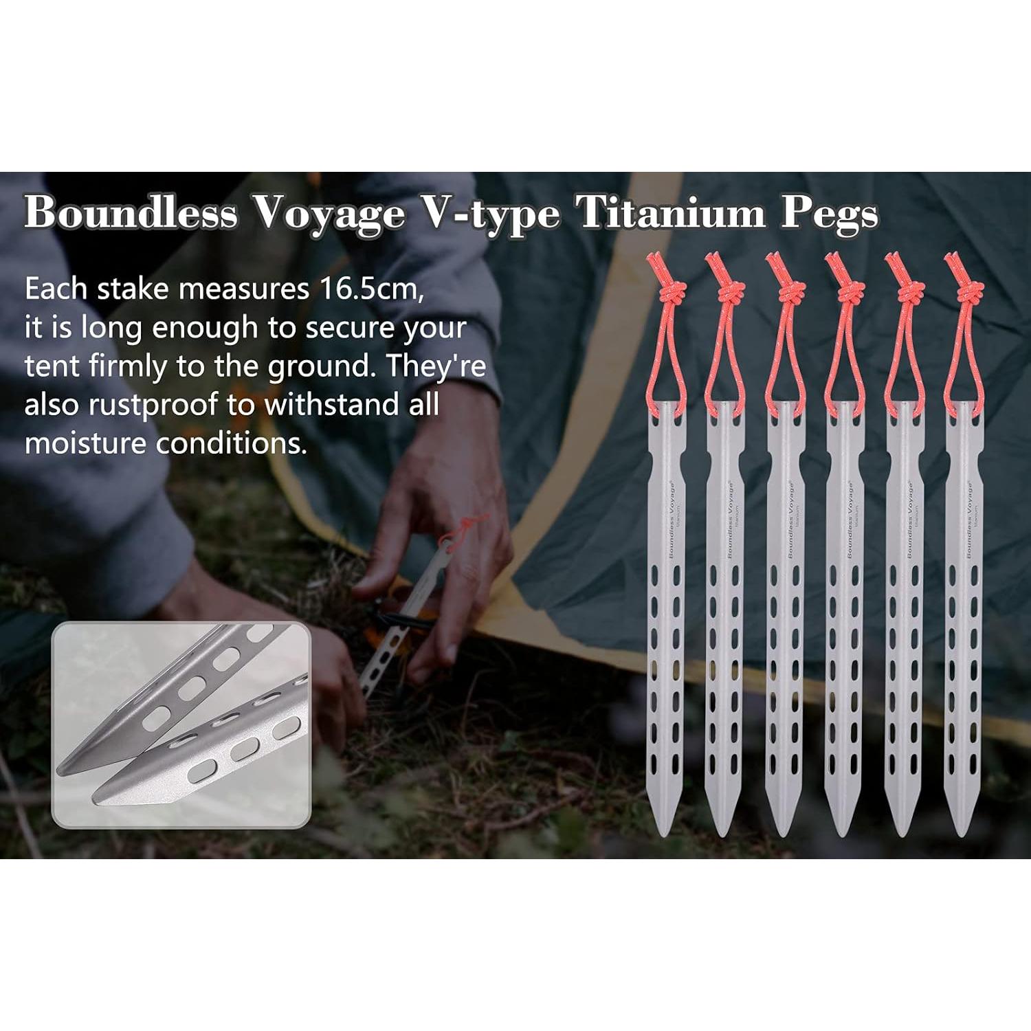 Estacas de Tienda de Titanio iBasingo 6 Piezas 16 cm