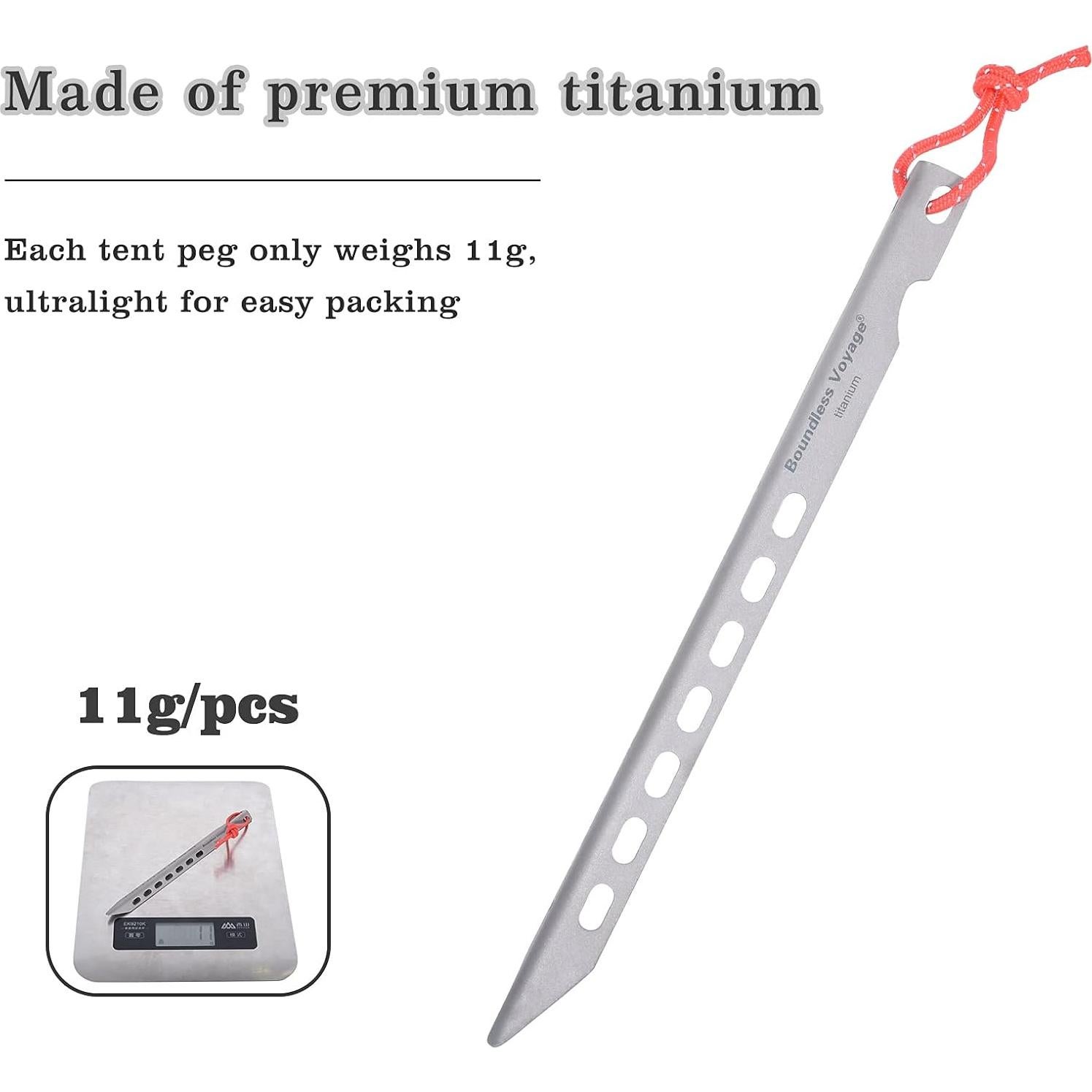 Estacas de Tienda de Titanio iBasingo 6 Piezas 16 cm