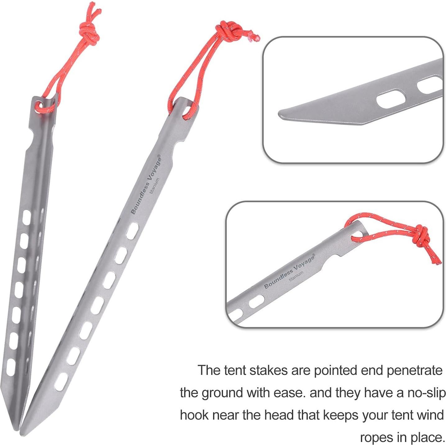Estacas de Tienda de Titanio iBasingo 6 Piezas 16 cm