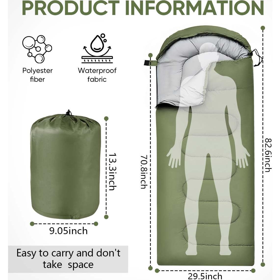 Saco de Dormir OBTANIM Impermeable 4 Estaciones 210x76cm