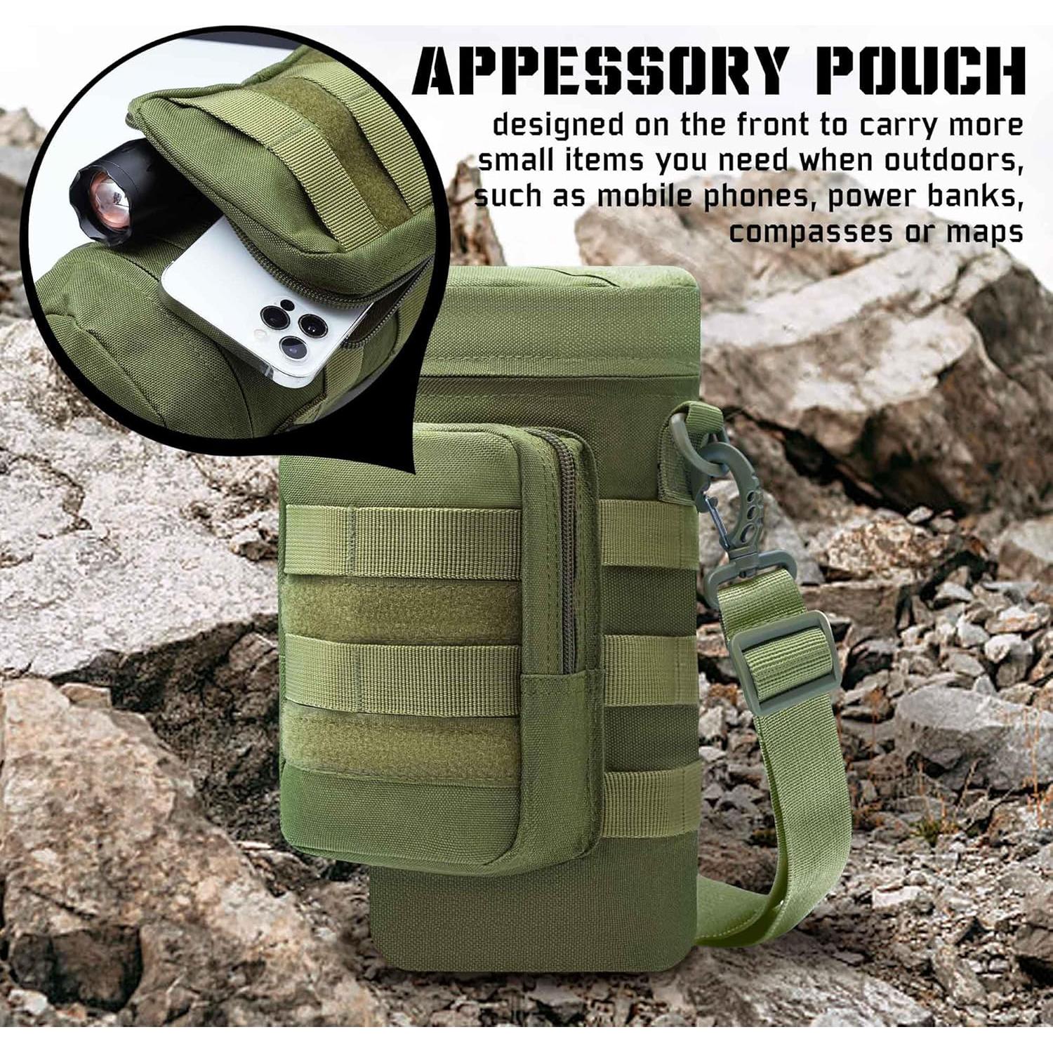 Bolsa Táctica Molle VIIDOO para Botellas de Agua 27x11cm