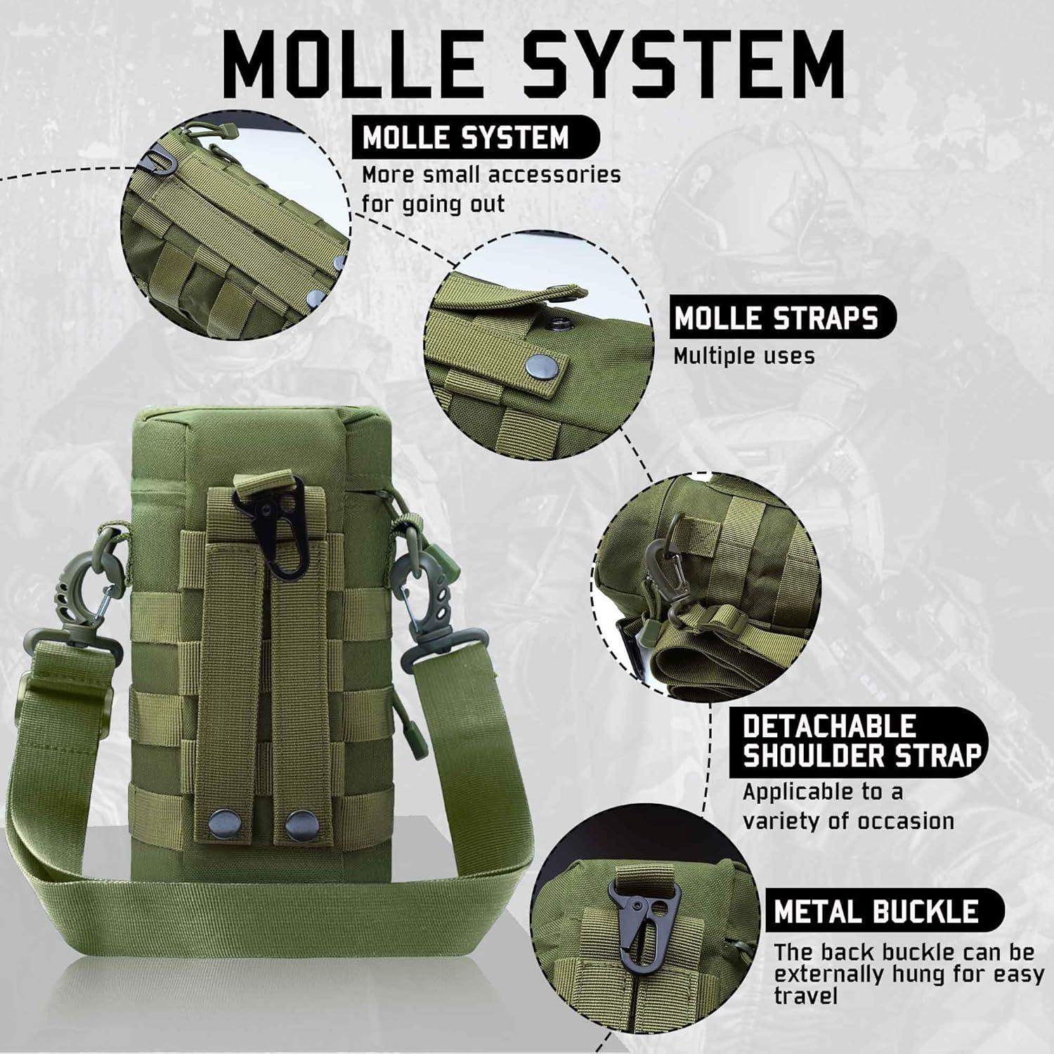 Bolsa Táctica Molle VIIDOO para Botellas de Agua 27x11cm