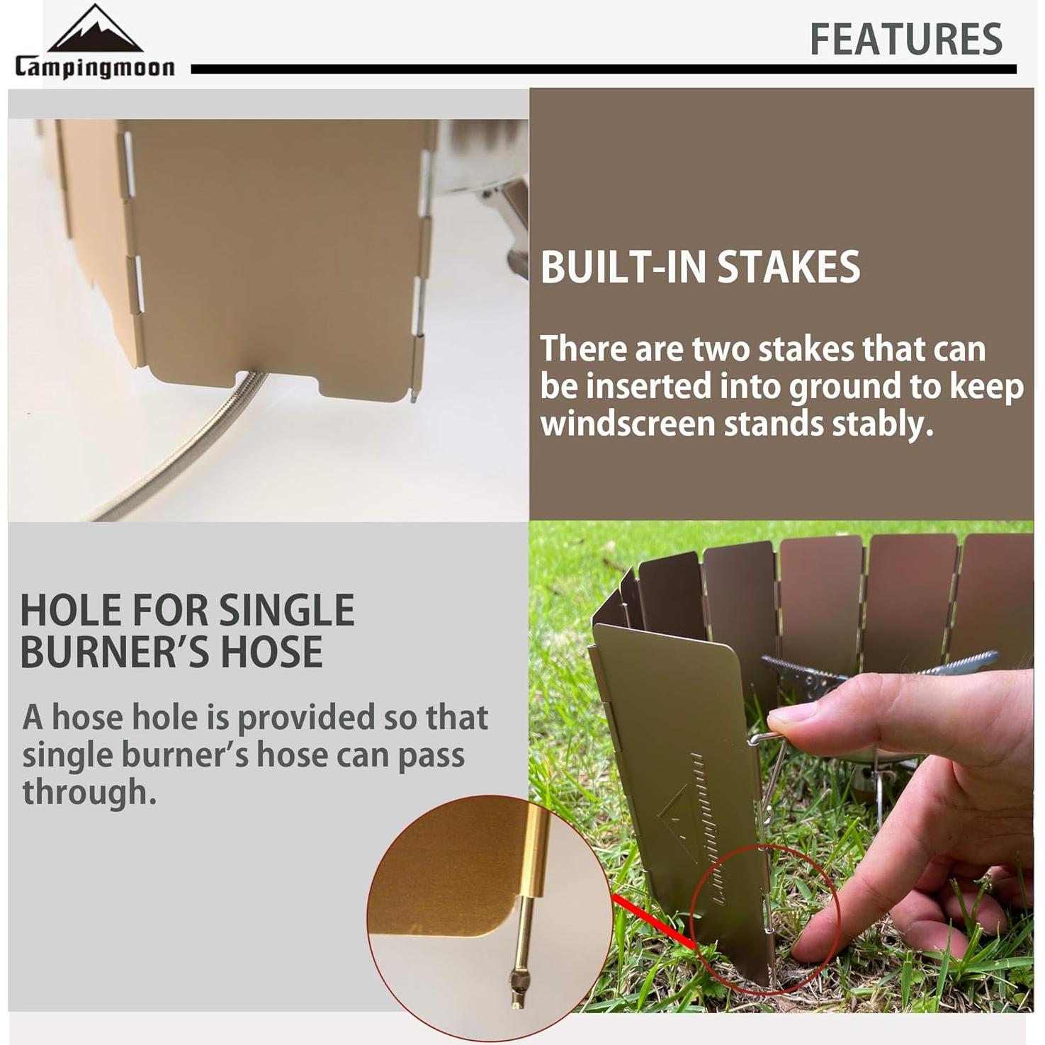 Paraviento Plegable Camping Moon YD-8 para Estufa de Campamento