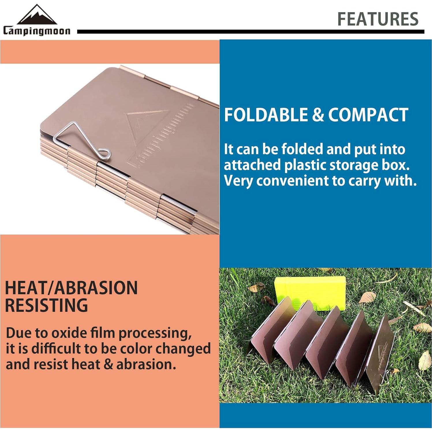 Paraviento Plegable Camping Moon YD-8 para Estufa de Campamento