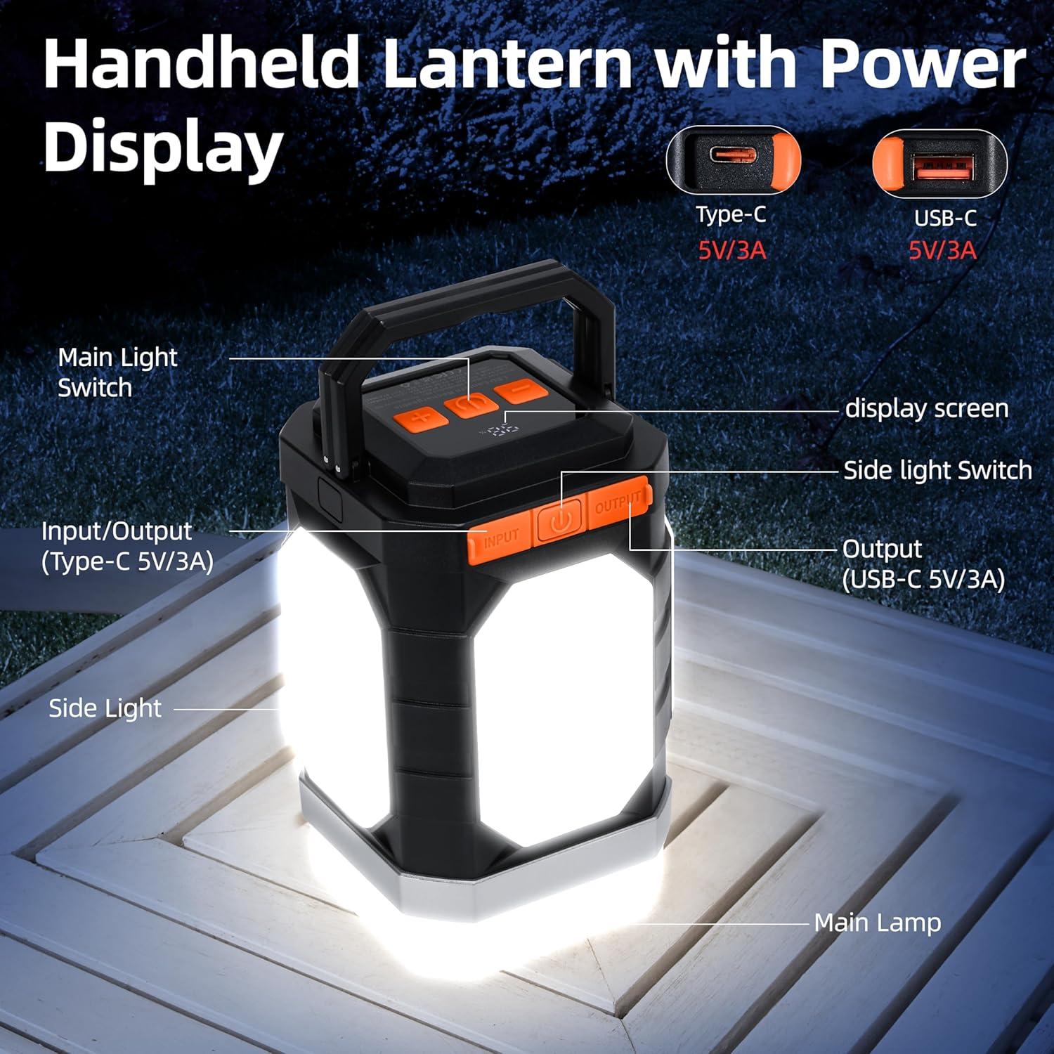 Sinvitron LED Camping Lantern Rechargeable – 30,000mAh Portable Camping Lights, QC3.0 Fast Charging, 1000 Lumens, 350H Runtime, IPX5 Waterproof Emergency Light for Hurricanes, Power Outages, Camping