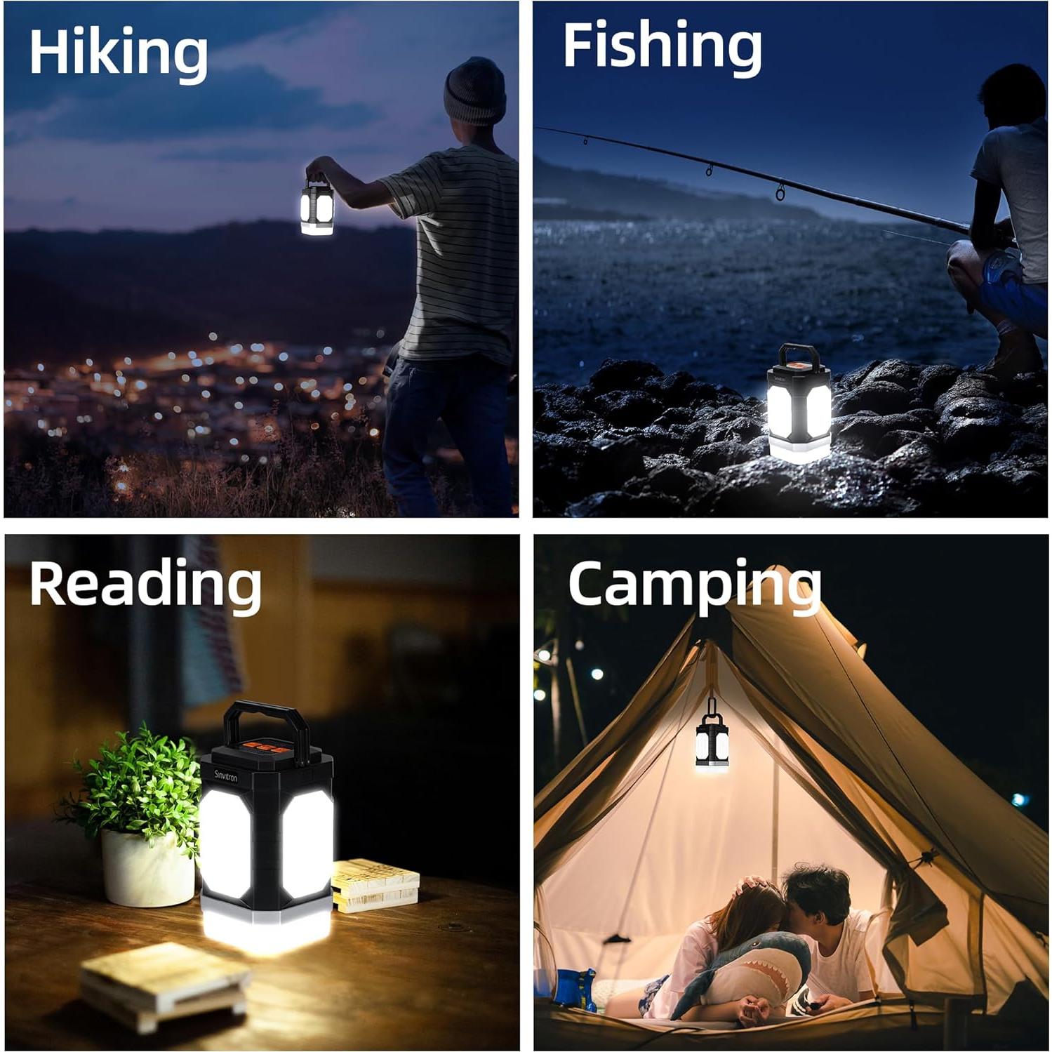 Sinvitron LED Camping Lantern Rechargeable – 30,000mAh Portable Camping Lights, QC3.0 Fast Charging, 1000 Lumens, 350H Runtime, IPX5 Waterproof Emergency Light for Hurricanes, Power Outages, Camping
