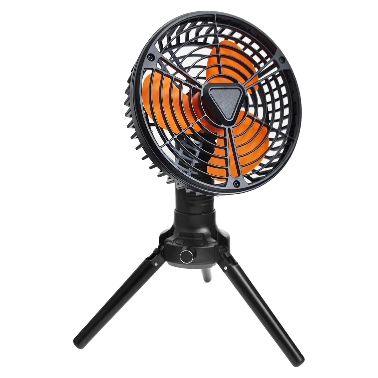 Table Camping Fan, 10000mAh Rechargeable Battery Operated Tripod Portable Tent Fan with LED Lantern,Hook, 270° Pivot, Stepless Speed-Ideal for Camping