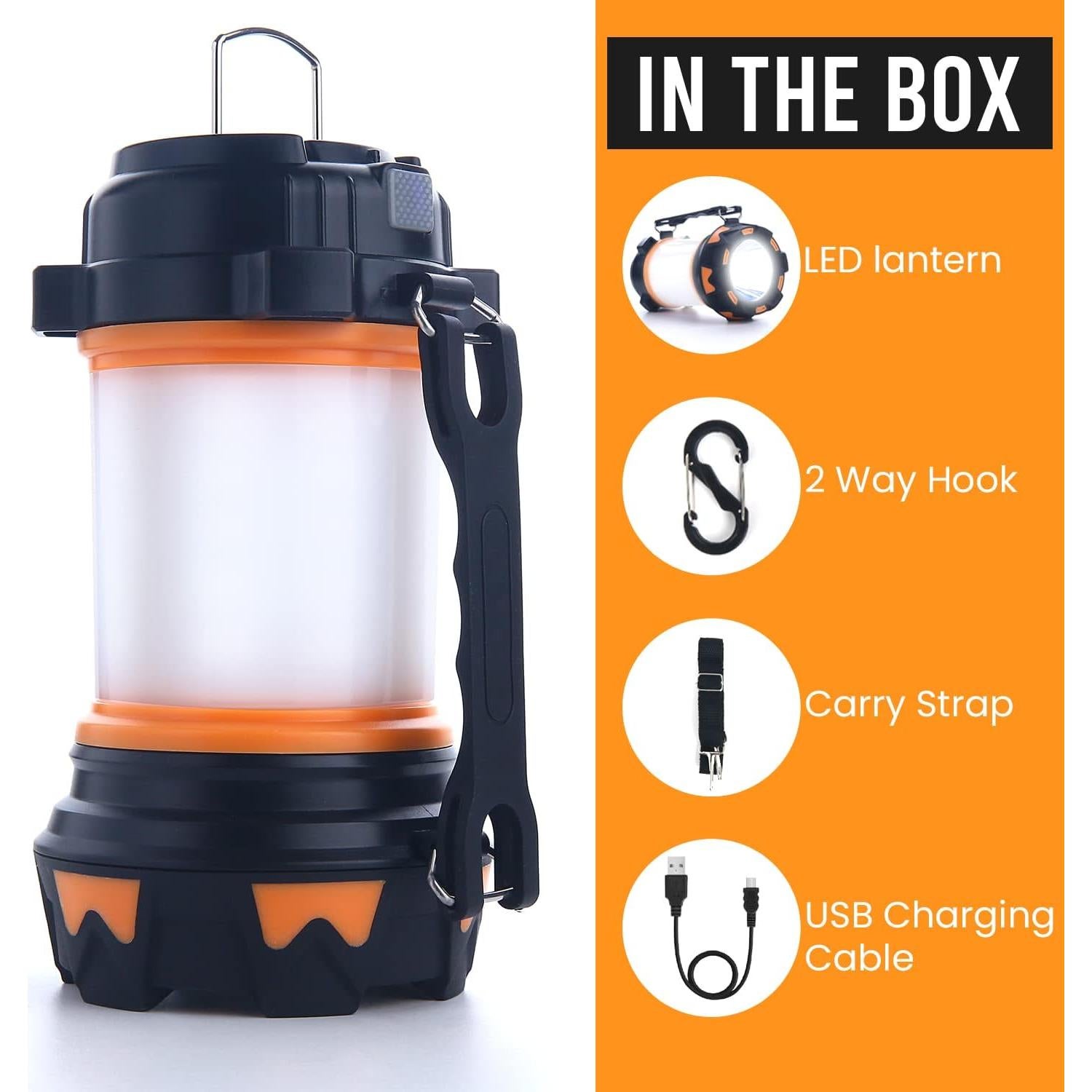 Linterna de Camping LED AYL 1000 Lúmenes Recargable IPX4