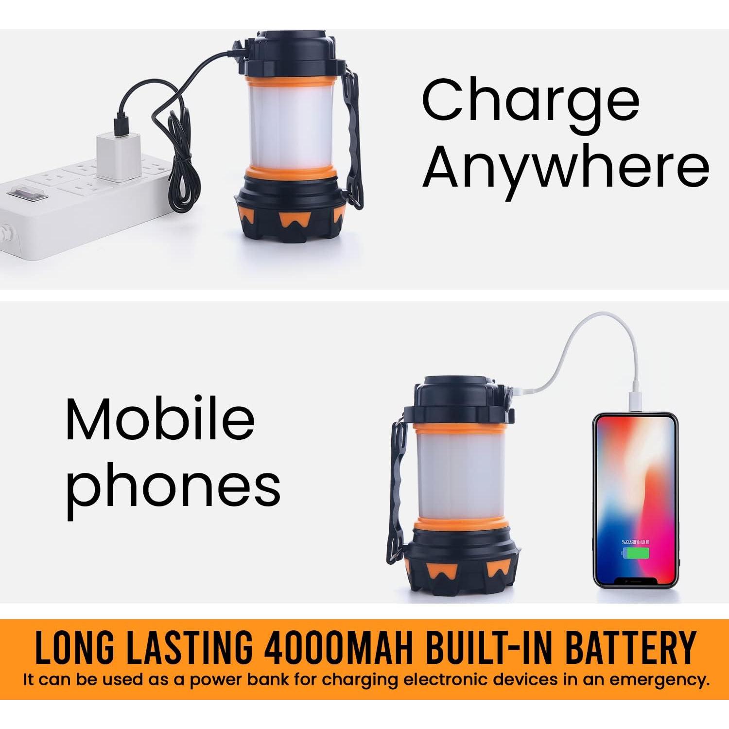 Linterna de Camping LED AYL 1000 Lúmenes Recargable IPX4