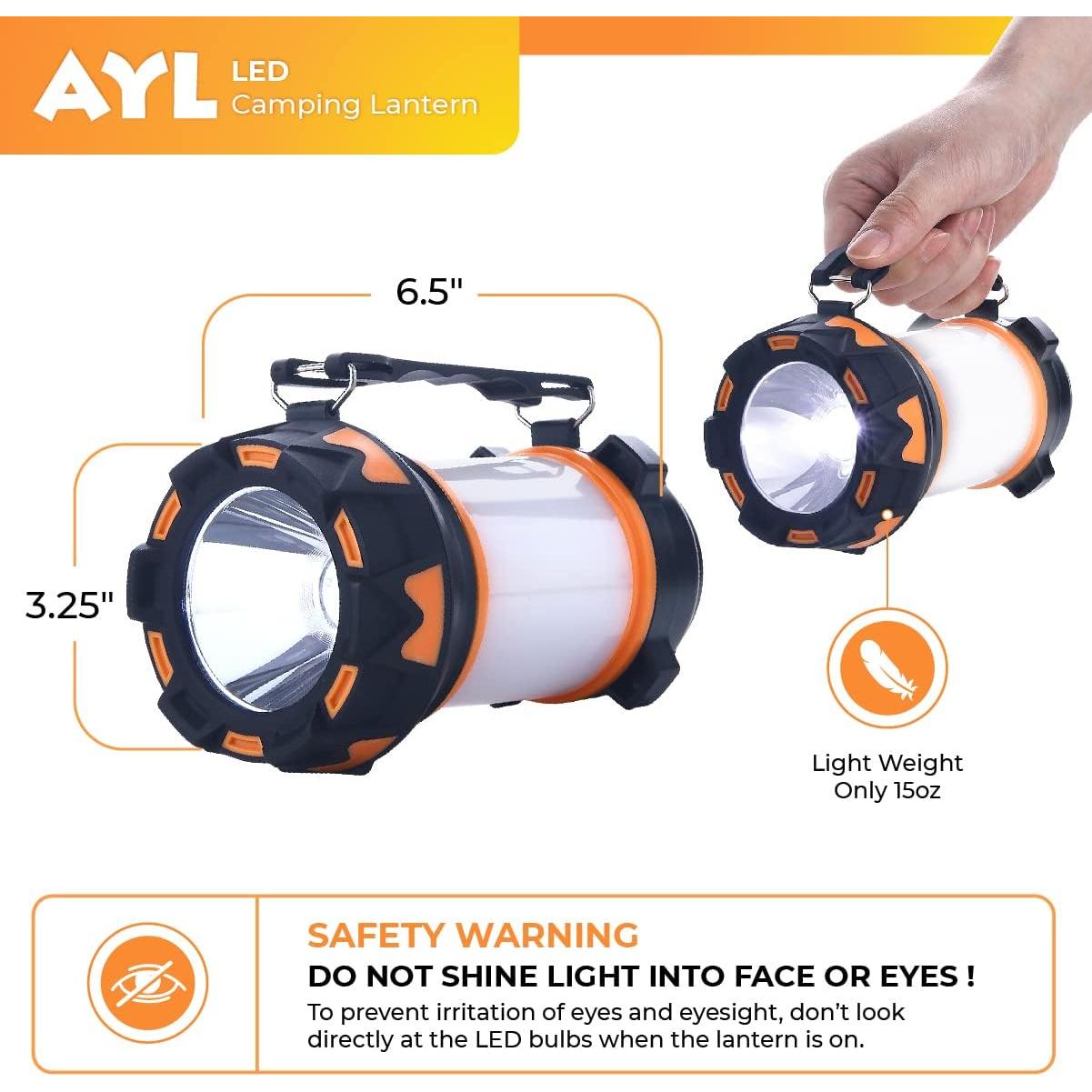 Linterna de Camping LED AYL 1000 Lúmenes Recargable IPX4