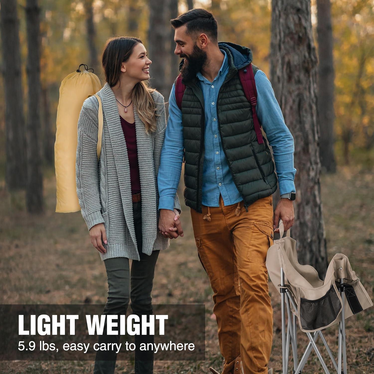 Silla de Camping Plegable VILLEY Beige 181 kg con Bolsa