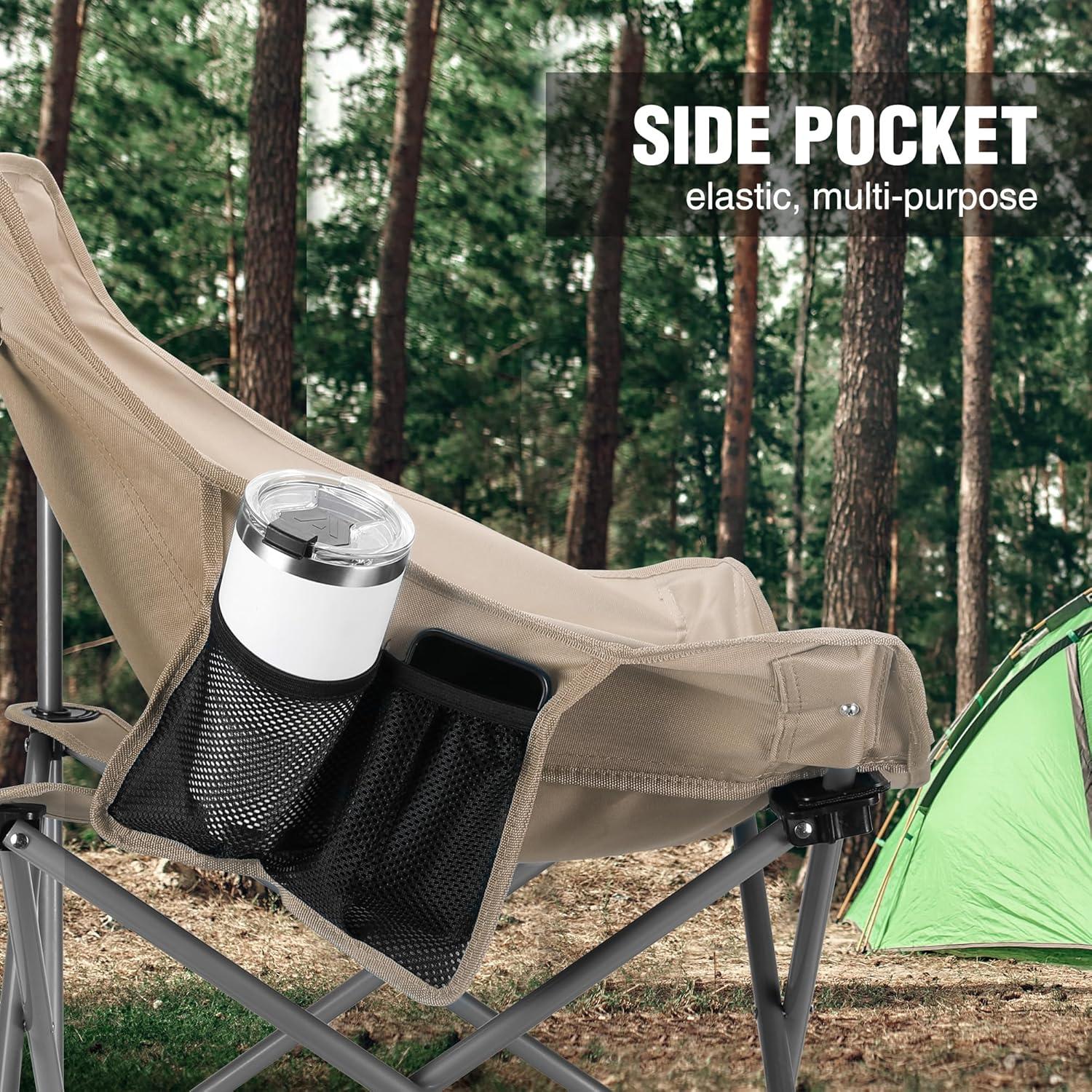 Silla de Camping Plegable VILLEY Beige 181 kg con Bolsa