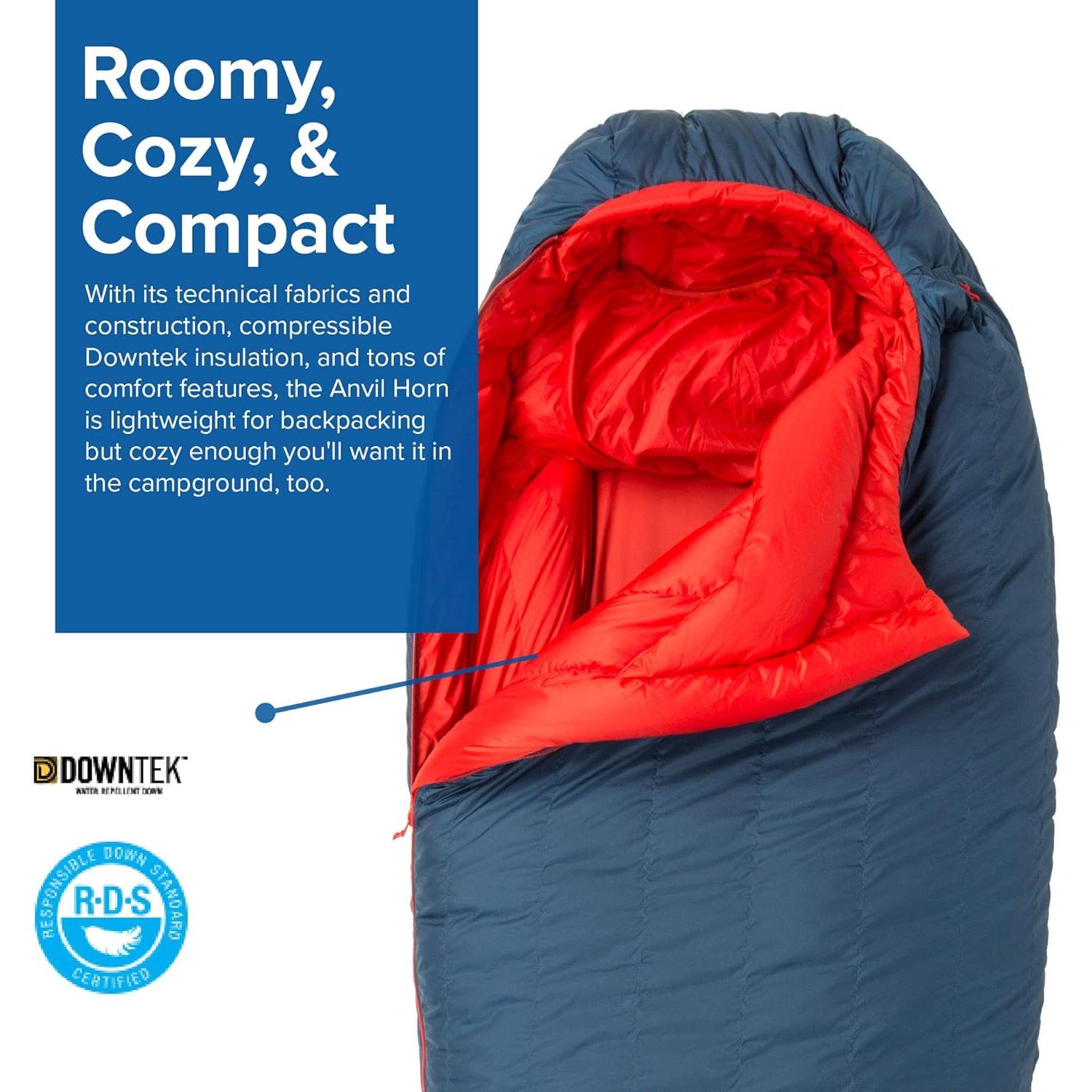 Saco de dormir Big Agnes Anvil Horn 0°C - Poliéster Azul/Rojo