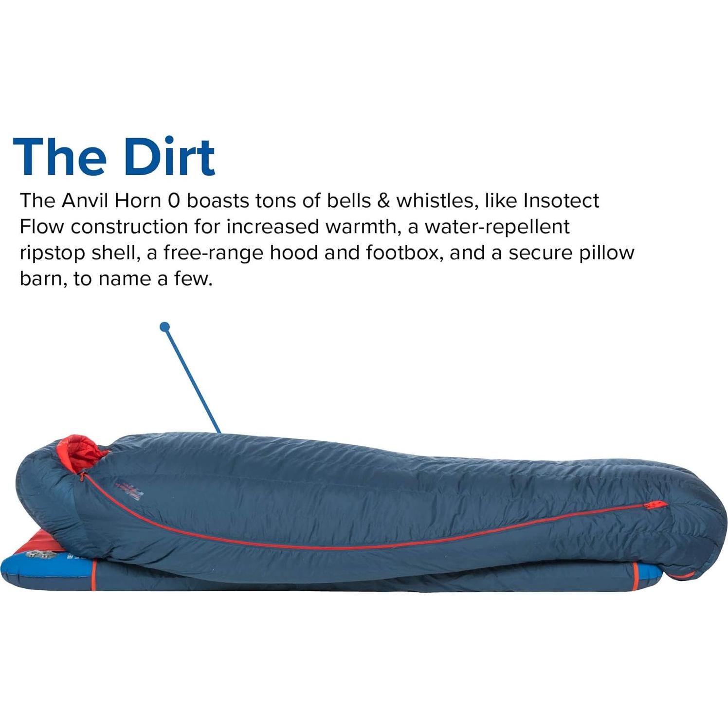 Saco de dormir Big Agnes Anvil Horn 0°C - Poliéster Azul/Rojo