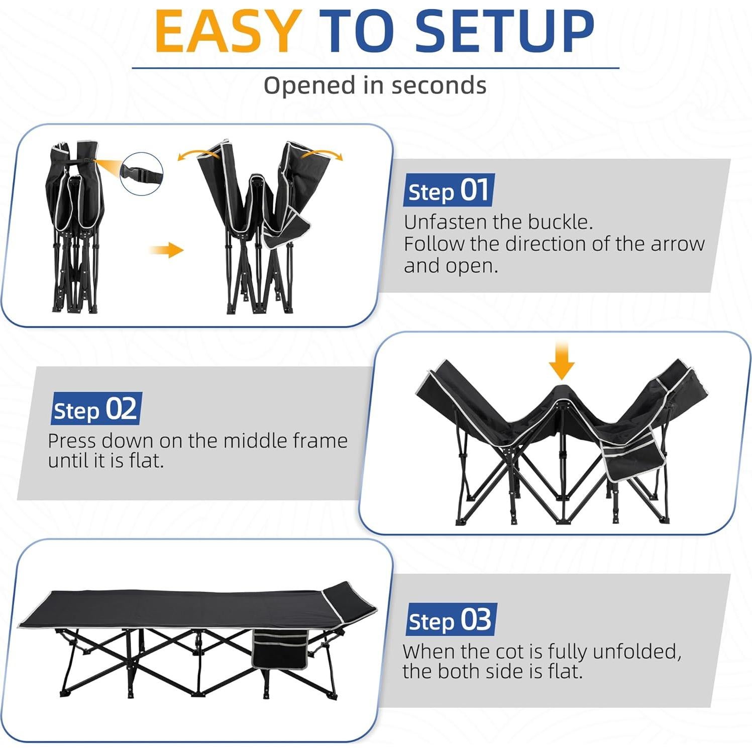 Cama de Camping HABUTWAY Plegable con Colchón 81 cm 272 kg
