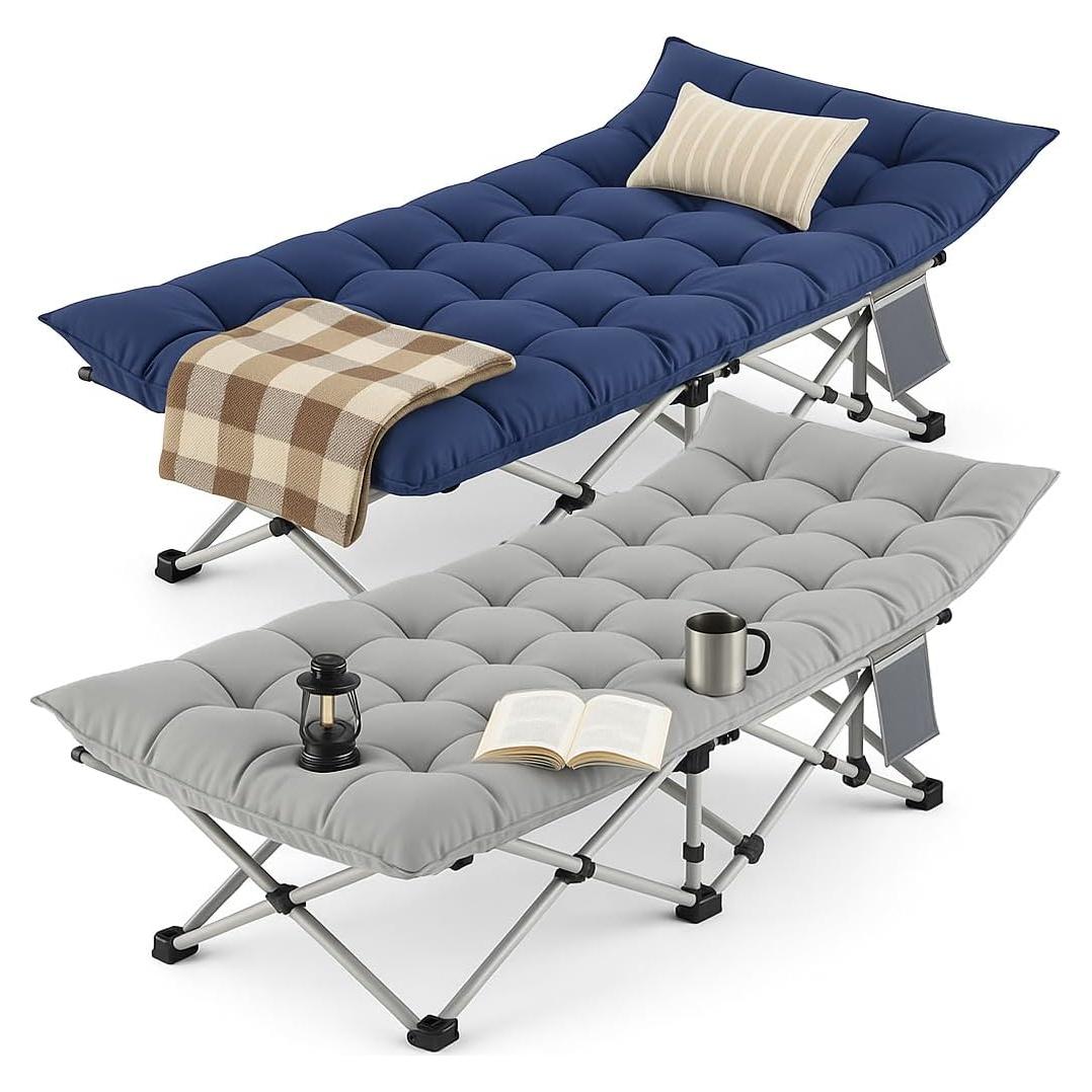 Cama de Camping Plegable Fujampe 2 Paquete 272kg Azul/Gris