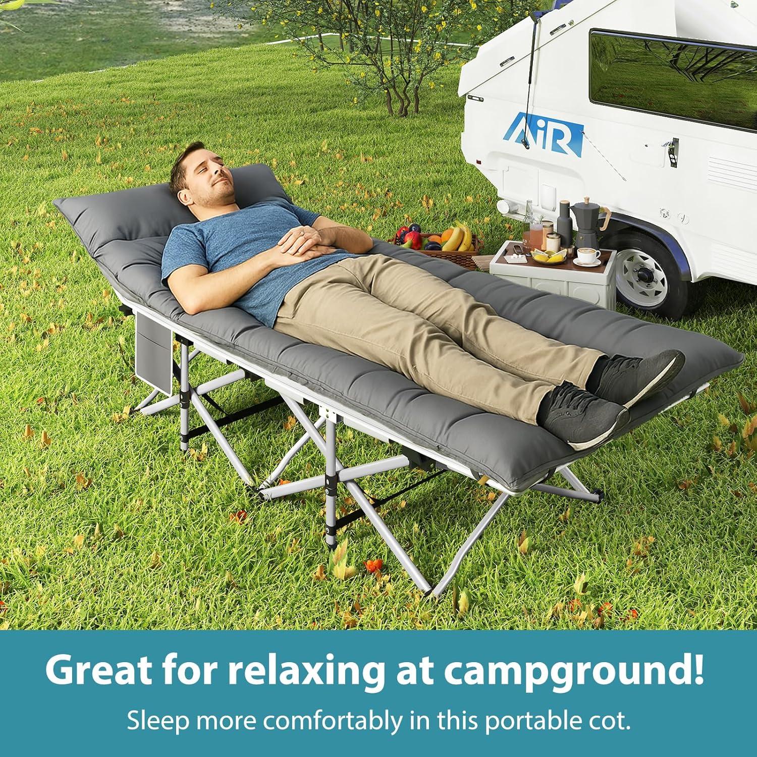 Cama de Camping Plegable Fujampe 2 Paquete 272kg Azul/Gris