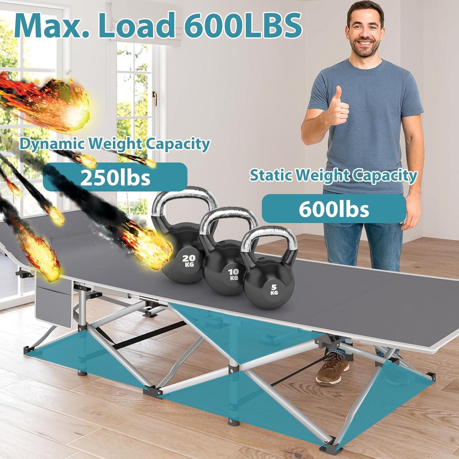 Cama de Camping Plegable Fujampe 2 Paquete 272kg Azul/Gris