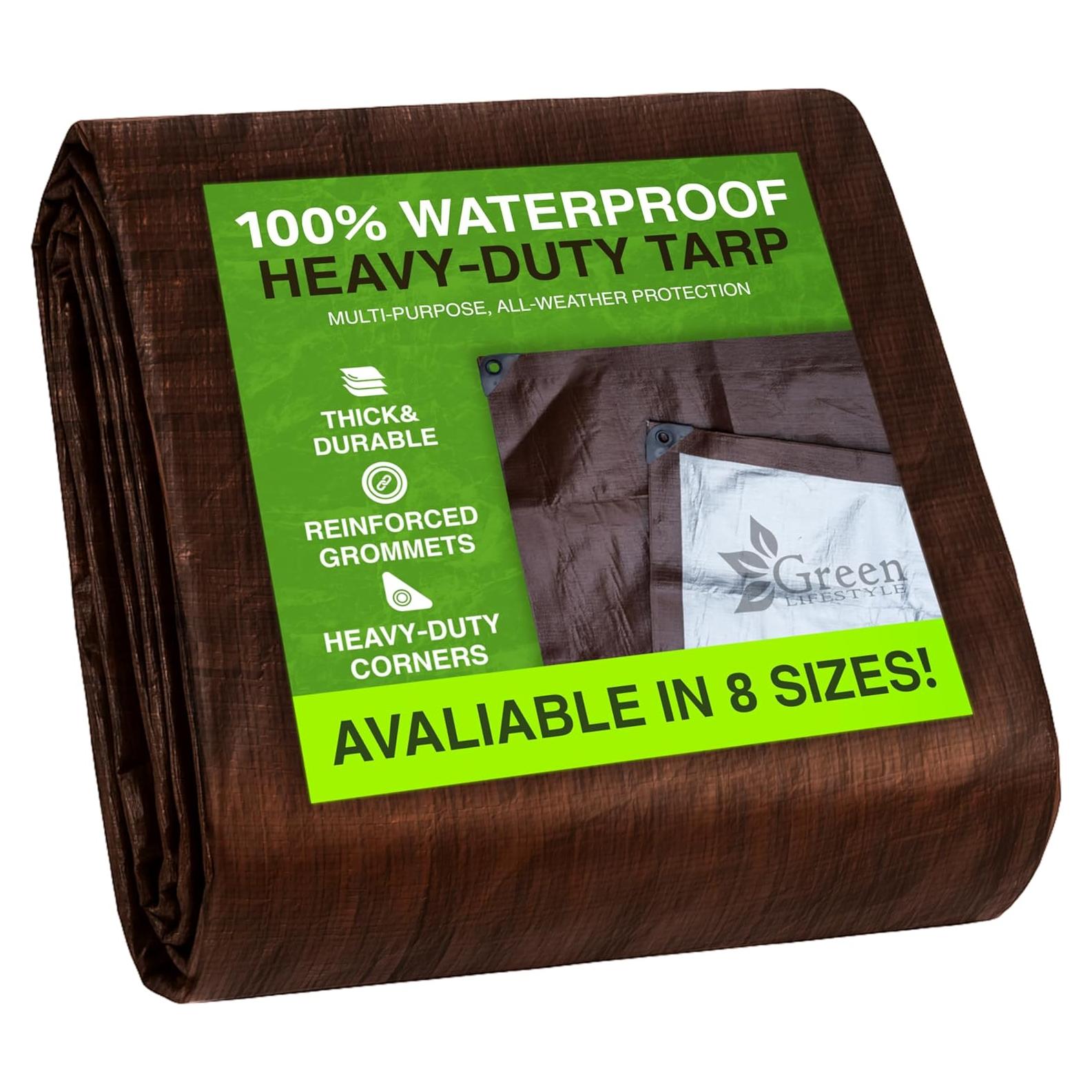 Cubierta Tarp Estilo Verde Marrón 1.83x2.44m Impermeable