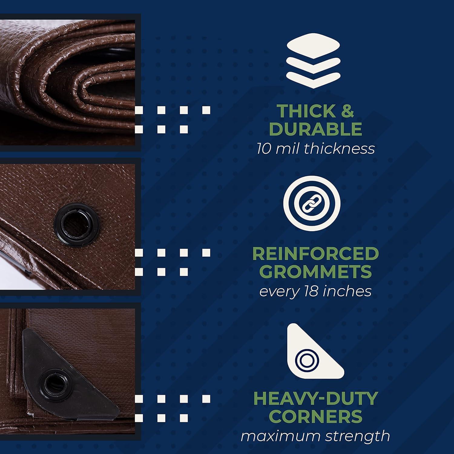 Cubierta Tarp Estilo Verde Marrón 1.83x2.44m Impermeable