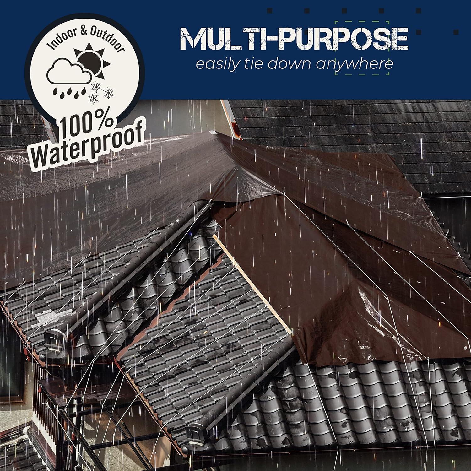 Cubierta Tarp Estilo Verde Marrón 1.83x2.44m Impermeable