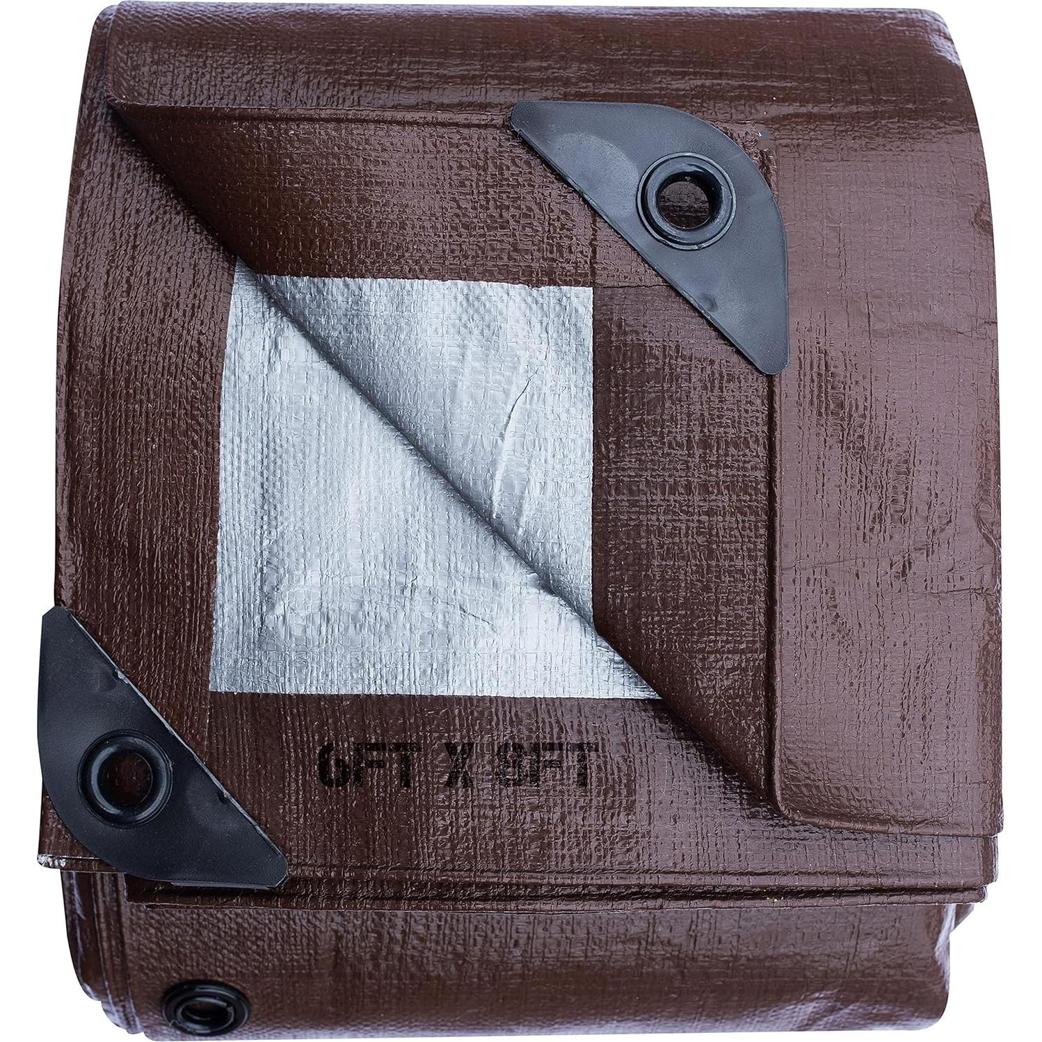 Cubierta Tarp Estilo Verde Marrón 1.83x2.44m Impermeable