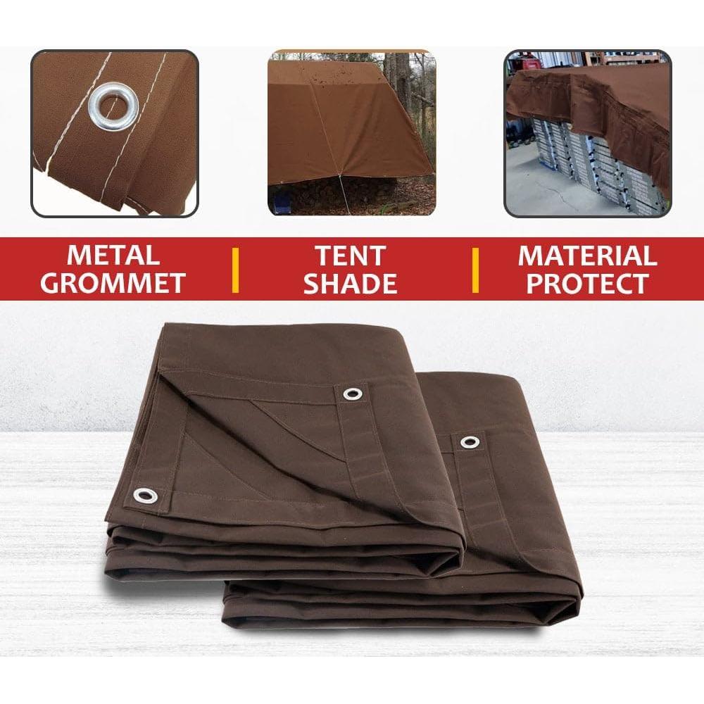Lona de Tela Marrón Oscuro 2.44m x 2.74m 12oz Resistente al Agua