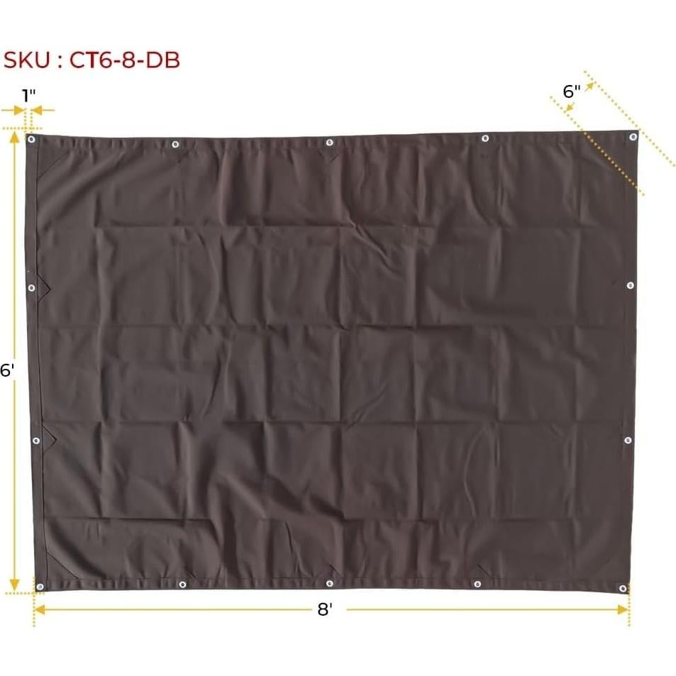 Lona de Tela Marrón Oscuro 2.44m x 2.74m 12oz Resistente al Agua