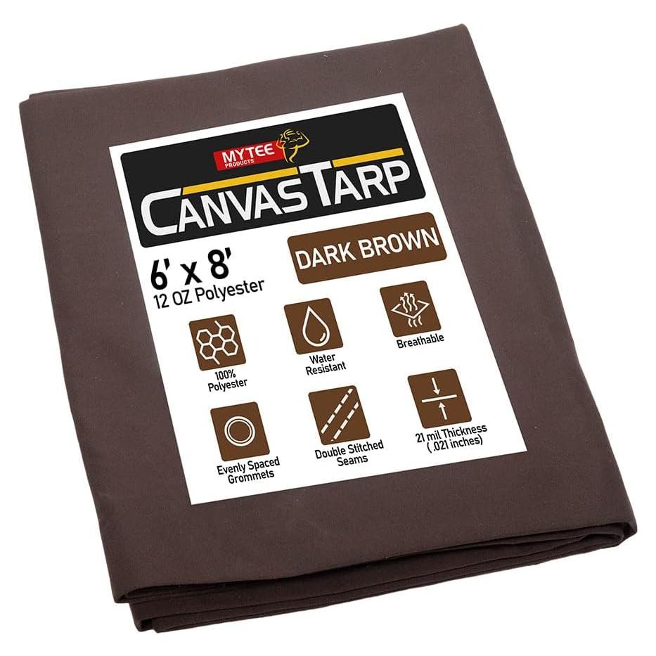 Lona de Tela Marrón Oscuro 2.09kg 6x8ft Resistente al Agua
