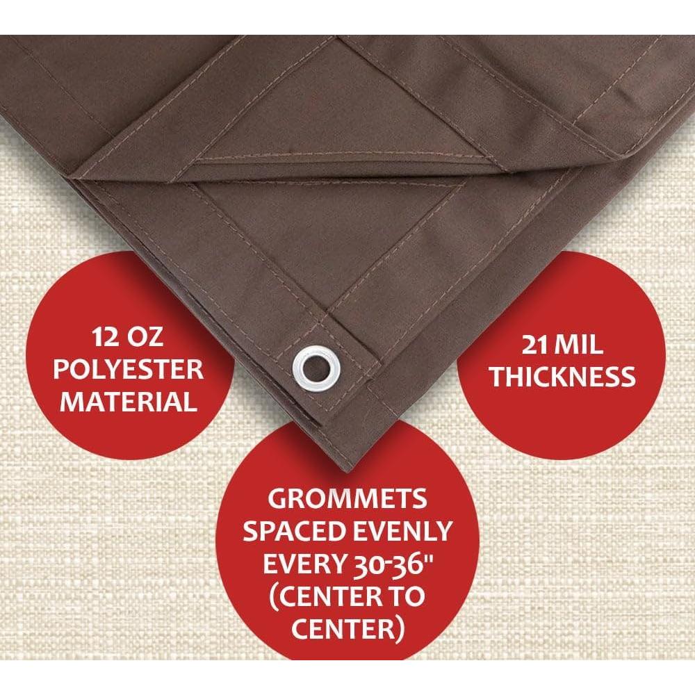 Lona de Tela Marrón Oscuro 2.09kg 6x8ft Resistente al Agua