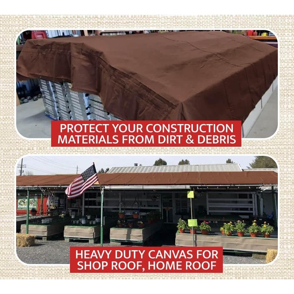 Lona de Tela Marrón Oscuro 2.09kg 6x8ft Resistente al Agua